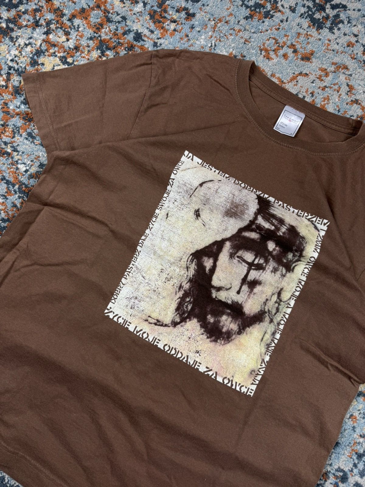 Band Tees × Vintage Vintage 00s Jesus shepherd lord graphic tee earth tones Size US M / EU 48-50 / 2 - 3 Thumbnail