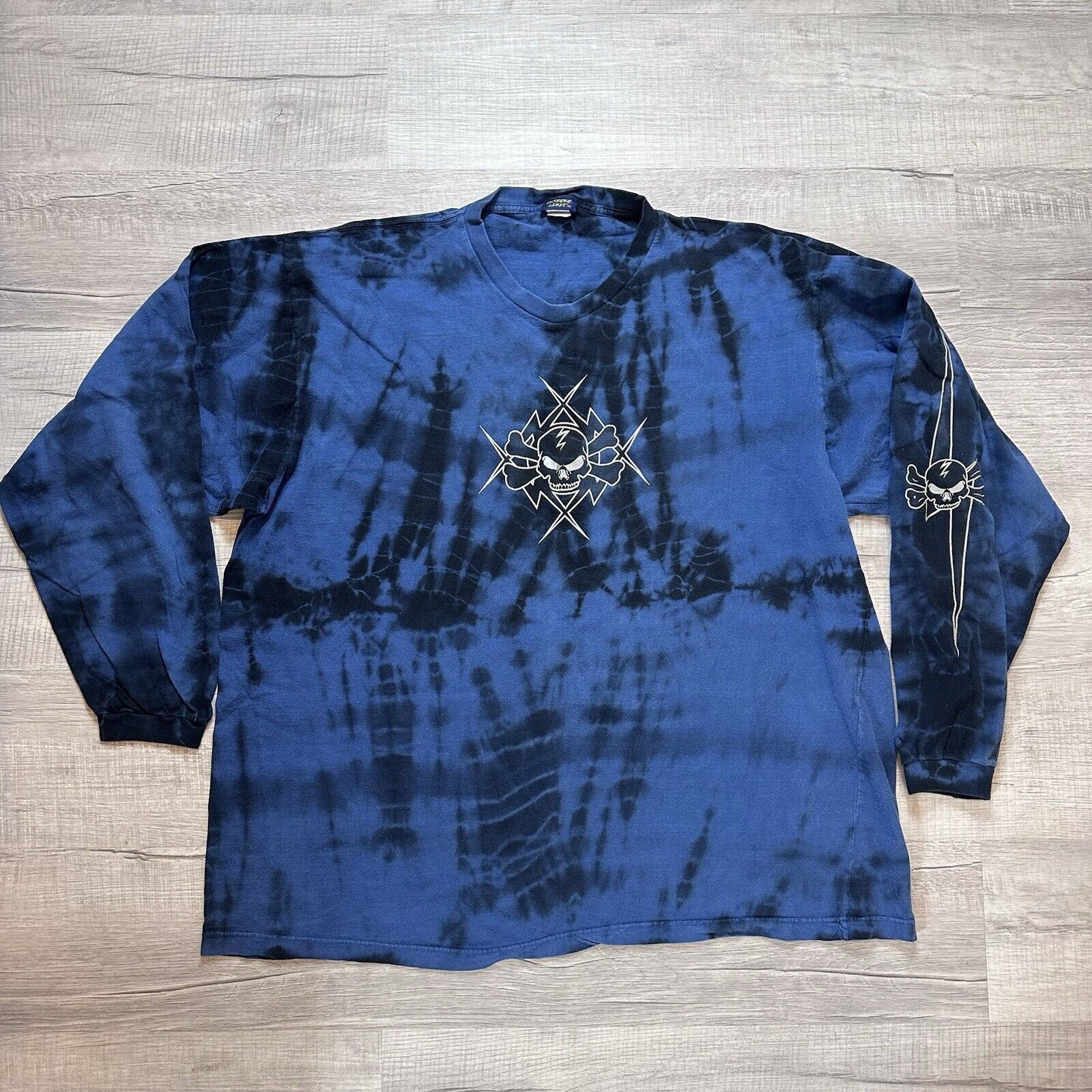 Vintage Y2K Extreme Limit Skull & Bones Long Sleeve Shirt Tie Dye Size US XL / EU 56 / 4 - 1 Thumbnail