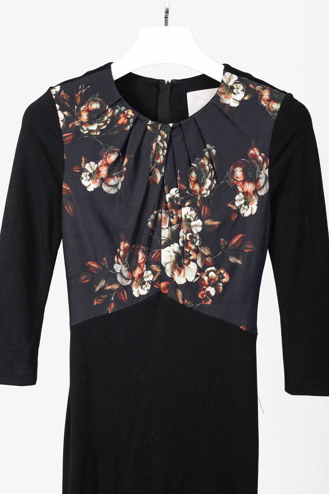 Jason Wu Jason Wu PF/14 Black Floral Print Crepe & Jersey Dress Size XS / US 0-2 / IT 36-38 - 3 Thumbnail