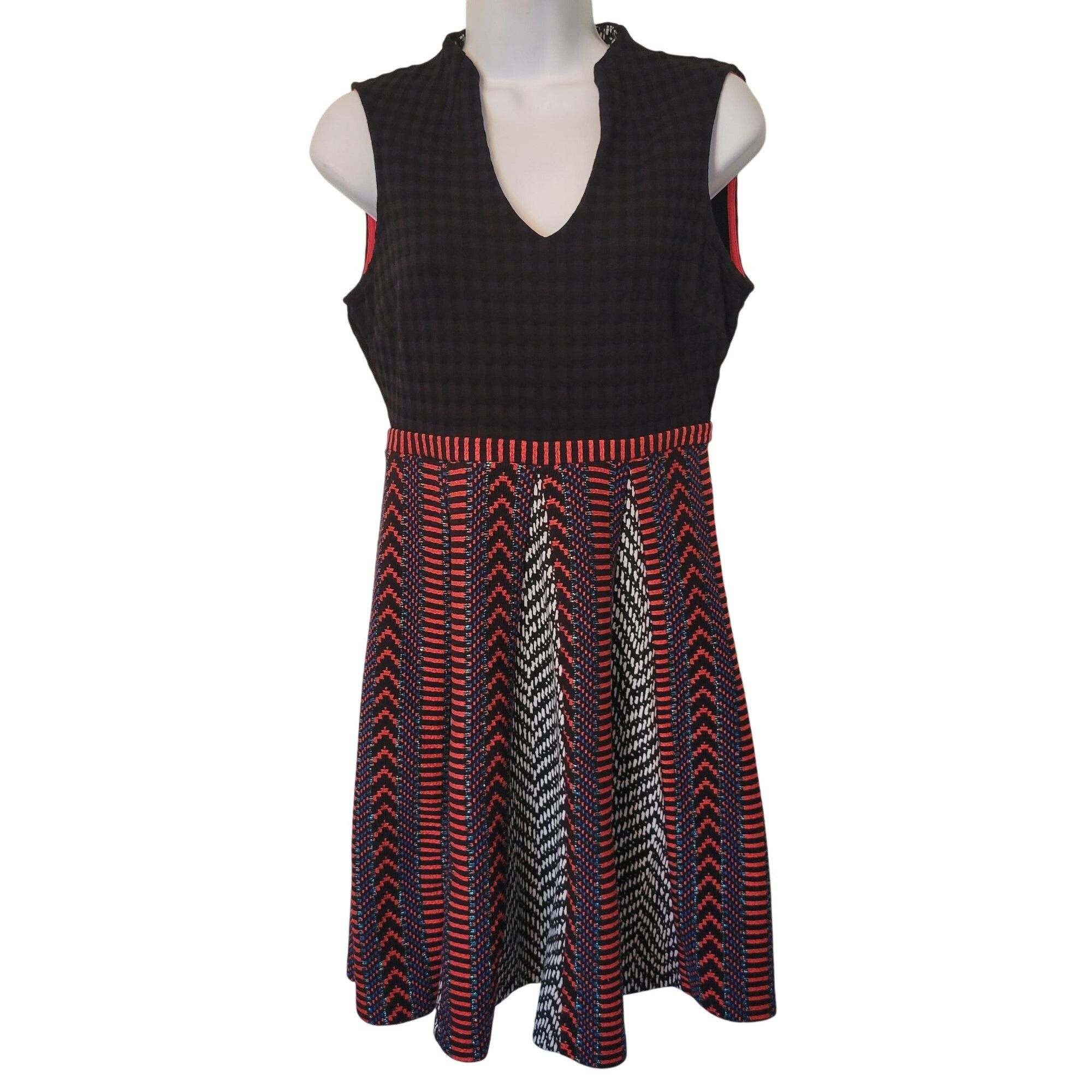 Anthropologie Anthropologie Maeve 4P Sleeveless Fit Flare Dress Chevron Sk Size S / US 4 / IT 40 - 1 Thumbnail