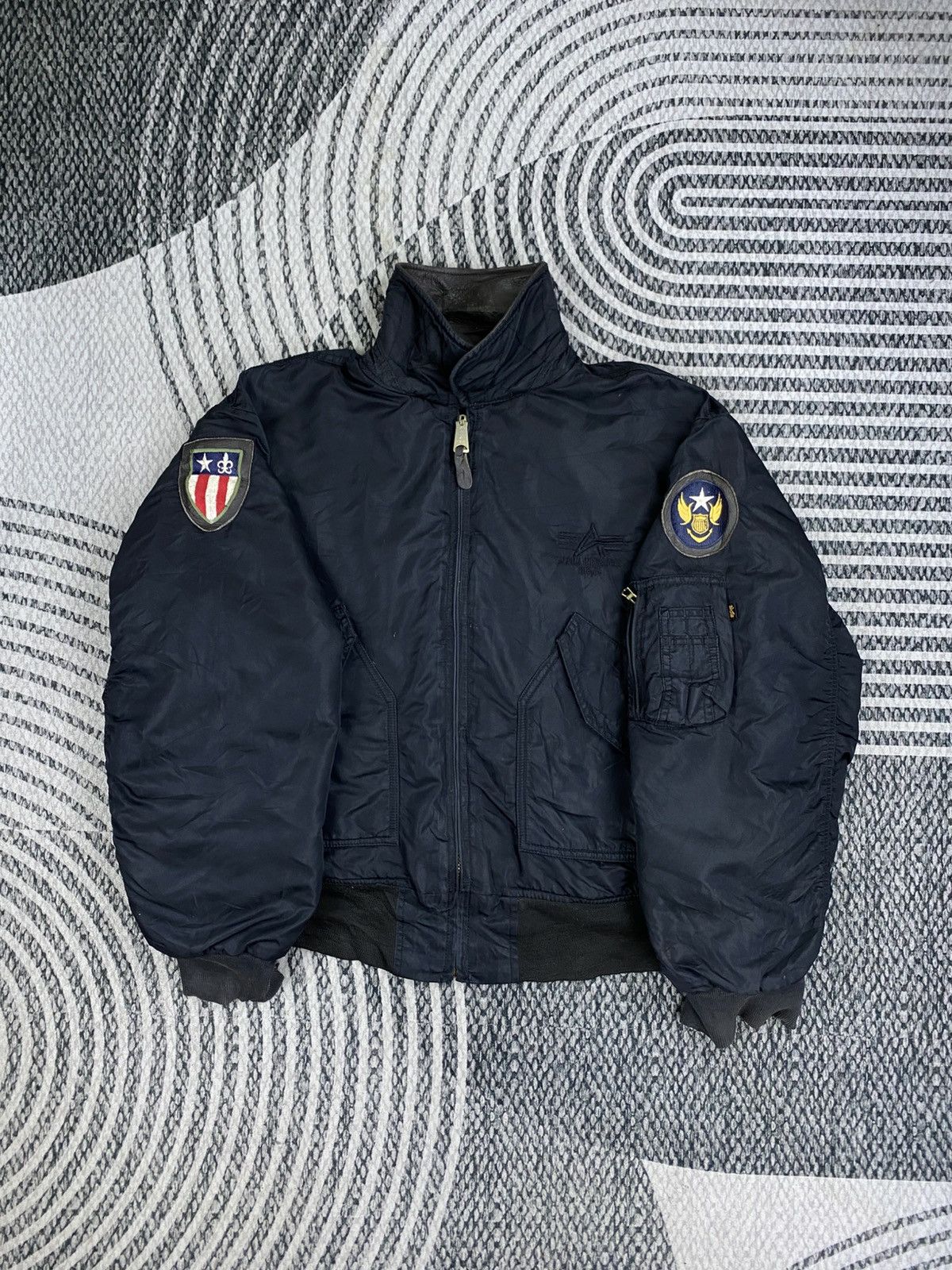 Alpha Industries 🔥STEAL Vintage Alpha Industries Leather Collar Bomber Jacket Size US XL / EU 56 / 4 - 1 Thumbnail
