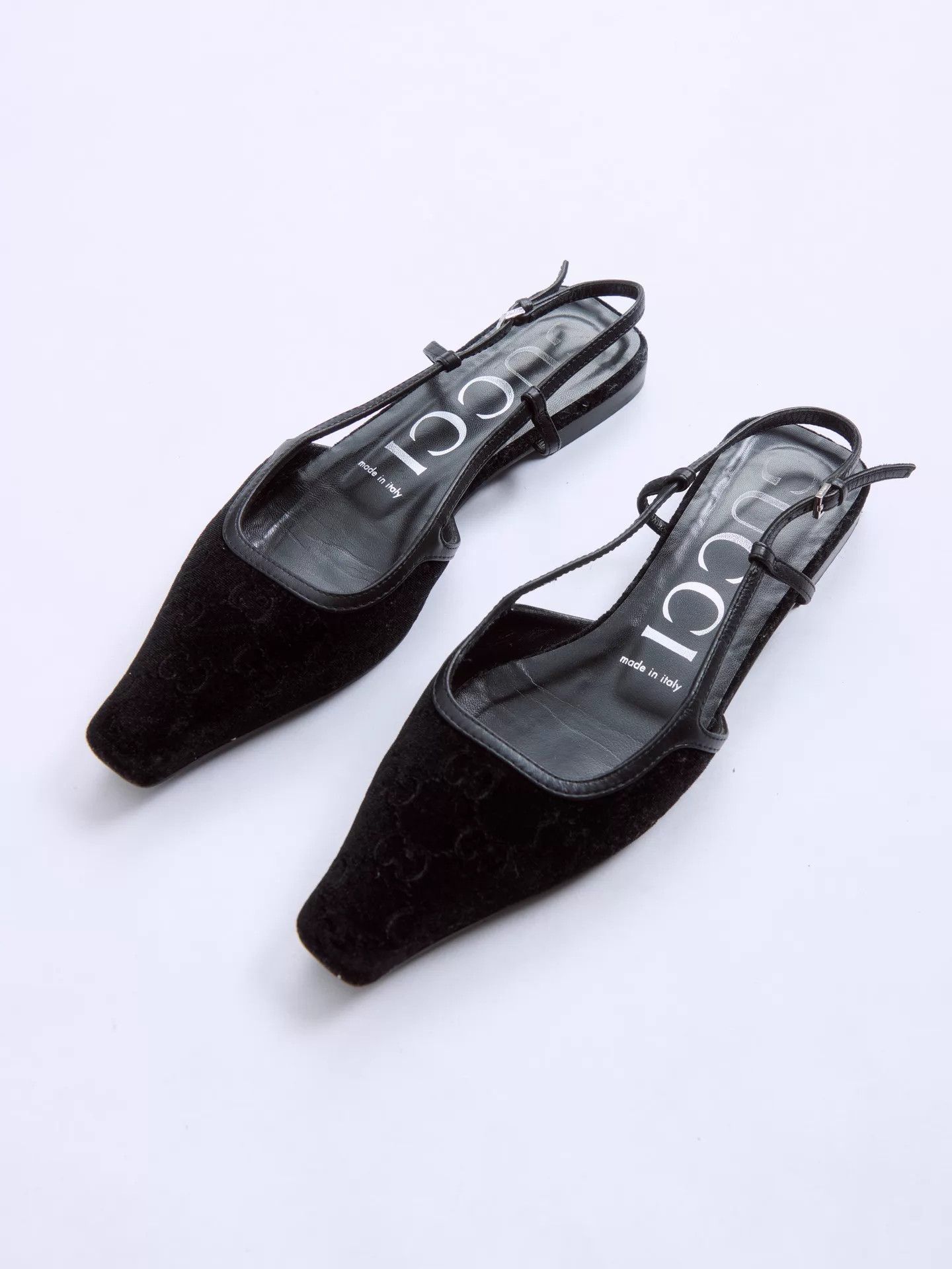 Gucci GUCCI Vintage Black Velvet GG Square Toe Buckle Strap Flat Size US 6.5 / IT 36.5 - 3 Thumbnail