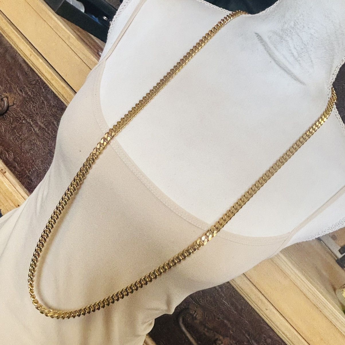 Handmade Heavy shiny gold plated Cuban chain link necklace Size ONE SIZE - 1 Thumbnail