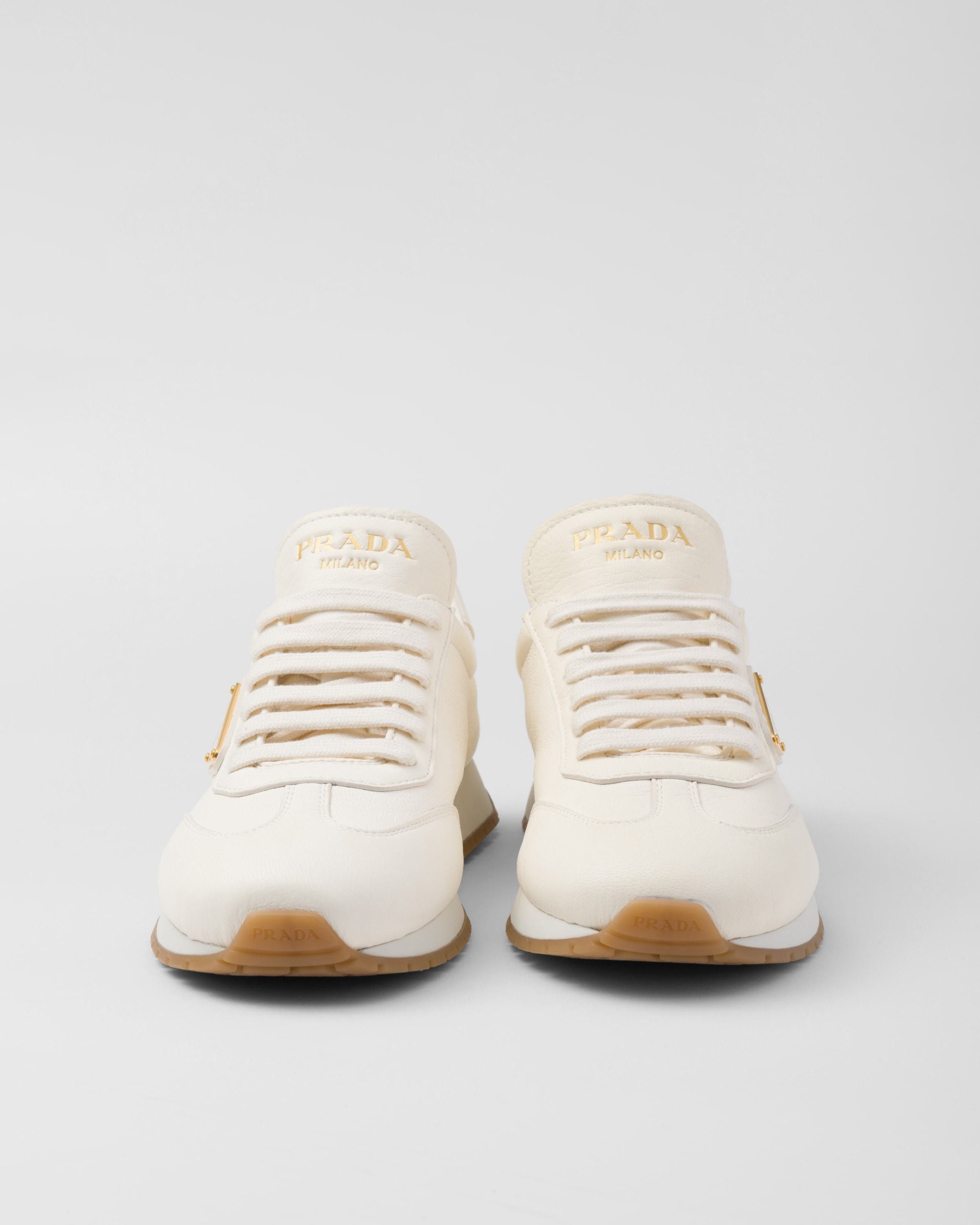 Prada o1bcso1str1025 Cervo Triangle Logo Sneakers in Ivory Size US 12 / EU 45 - 2 Thumbnail