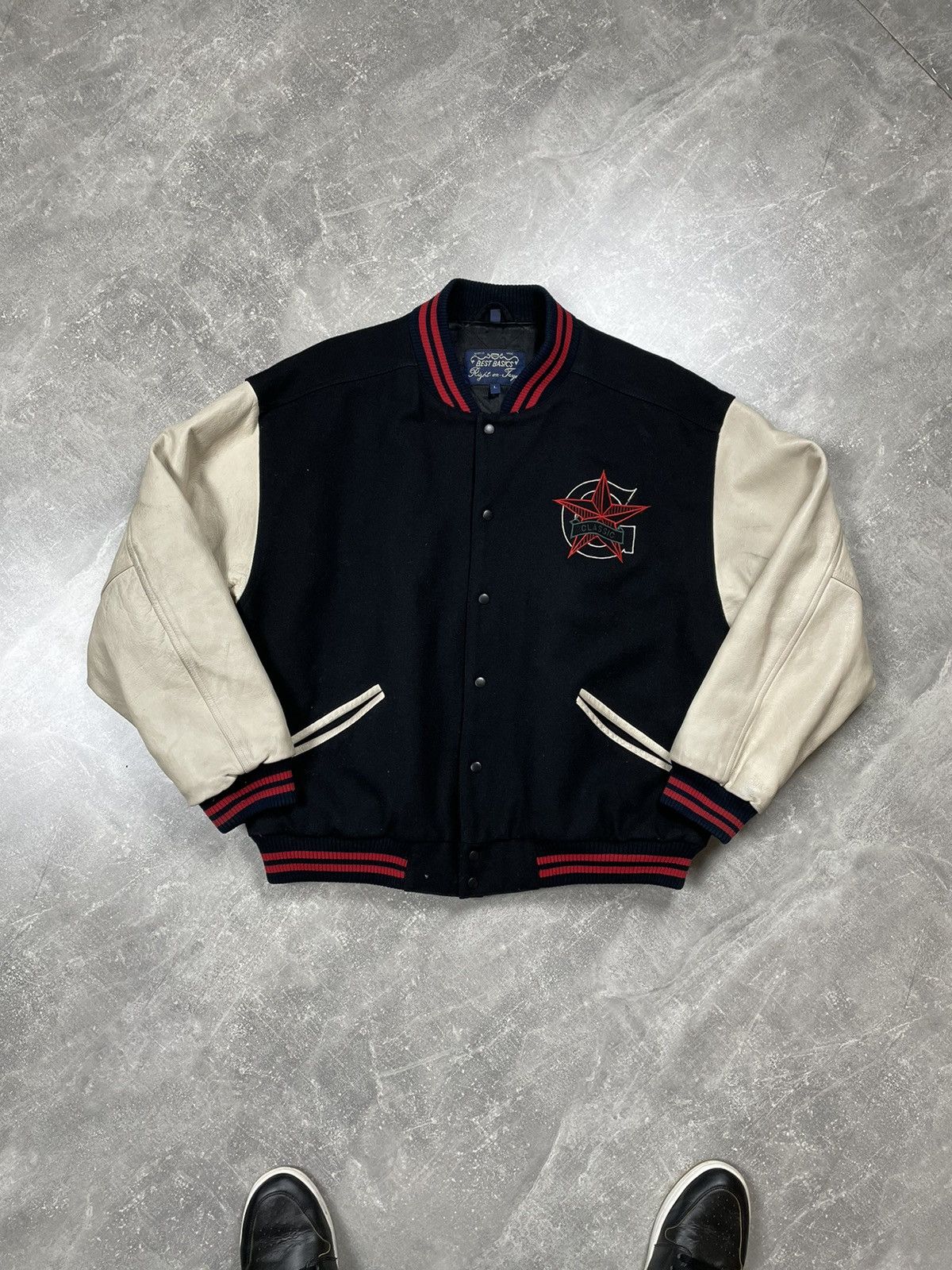 Gap × Vintage Vintage GAP Wool / Leather Universal Varsity Jacket 90s Size US L / EU 52-54 / 3 - 2 Thumbnail