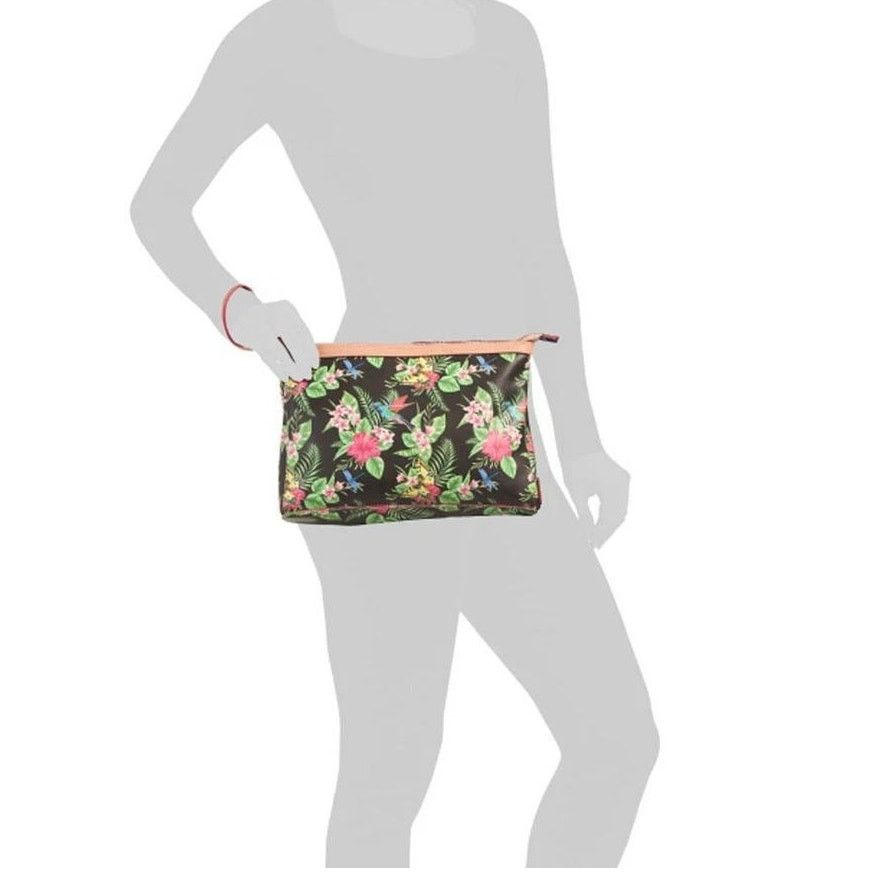 Designer Cavalcanti Tropical Floral Leather Pouch Wristlet Clutch Size ONE SIZE - 10 Thumbnail