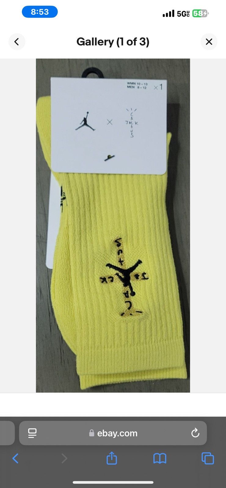 Jordan Brand Nike Jordan Travis Scott Socks Yellow/Black Size Large Size ONE SIZE - 3 Thumbnail