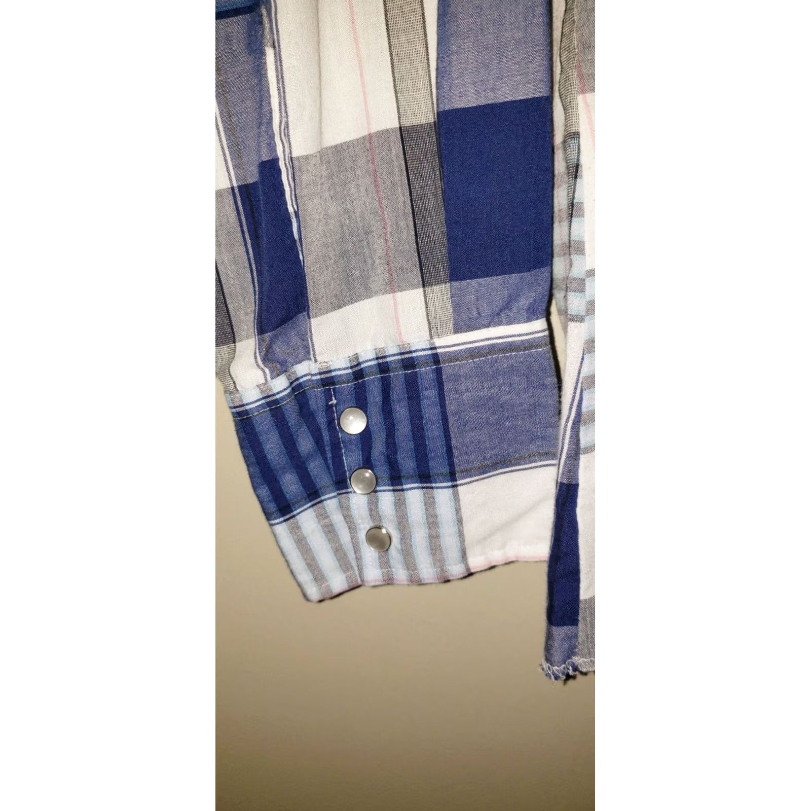 Lee Lee Pearl Snap Button Long Sleeve Shirt Men's XL Blue White Plaid Denim Size US XL / EU 56 / 4 - 6 Thumbnail