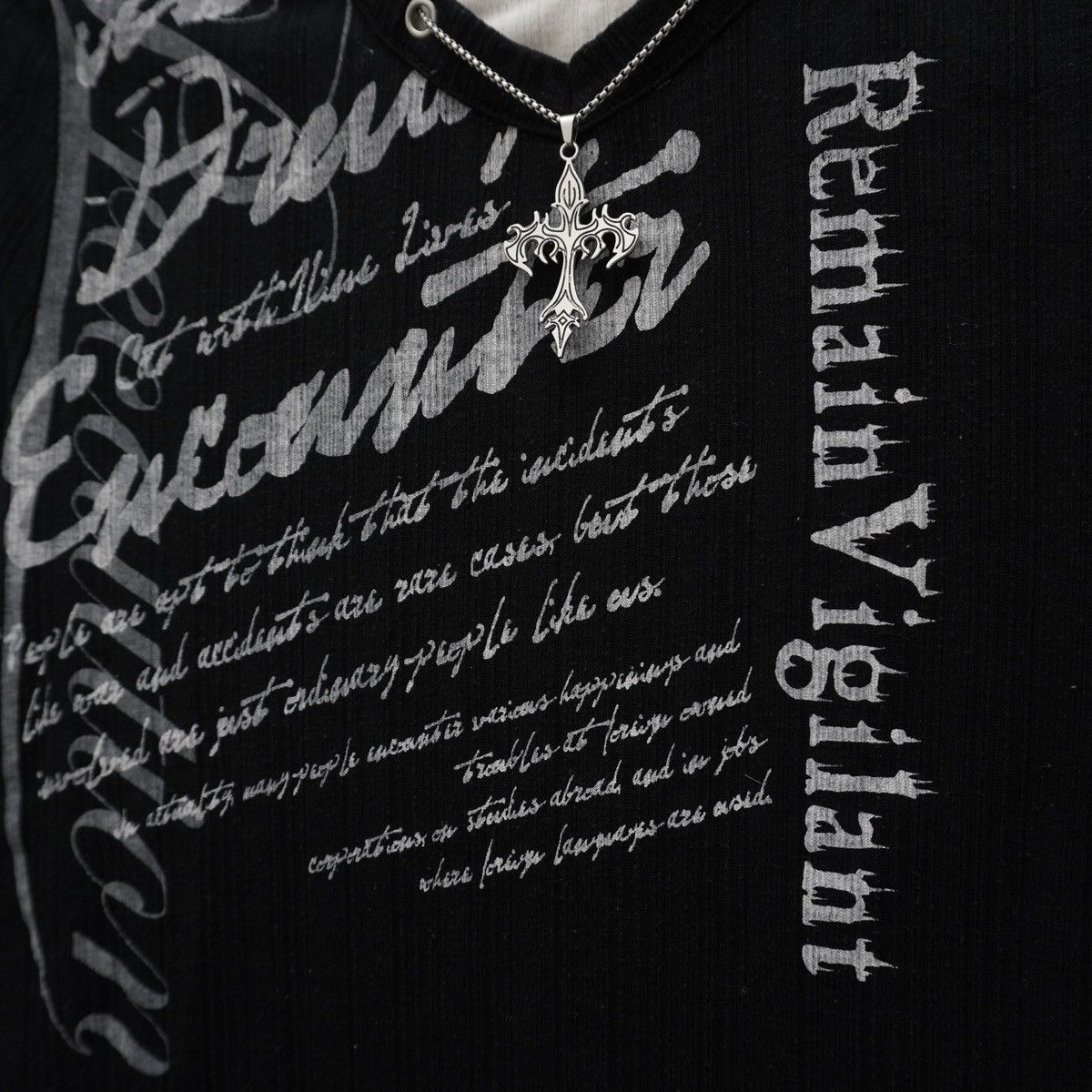 20471120 90s Sick Punk Gothic Double Layer Textured Longsleeve Size US L / EU 52-54 / 3 - 5 Thumbnail