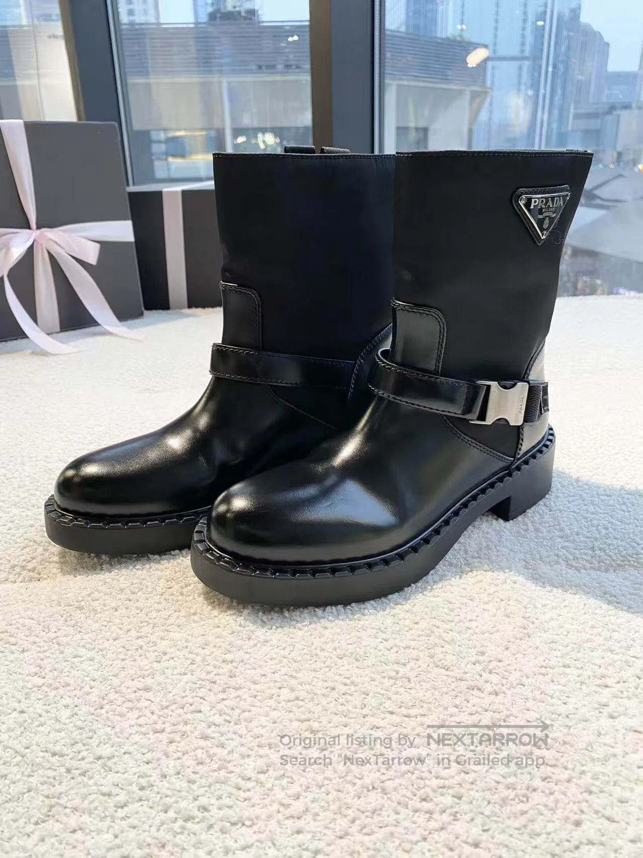 Prada Prada Triangle standard mid-leg boots| Size US 6.5 / IT 36.5 - 1 Thumbnail
