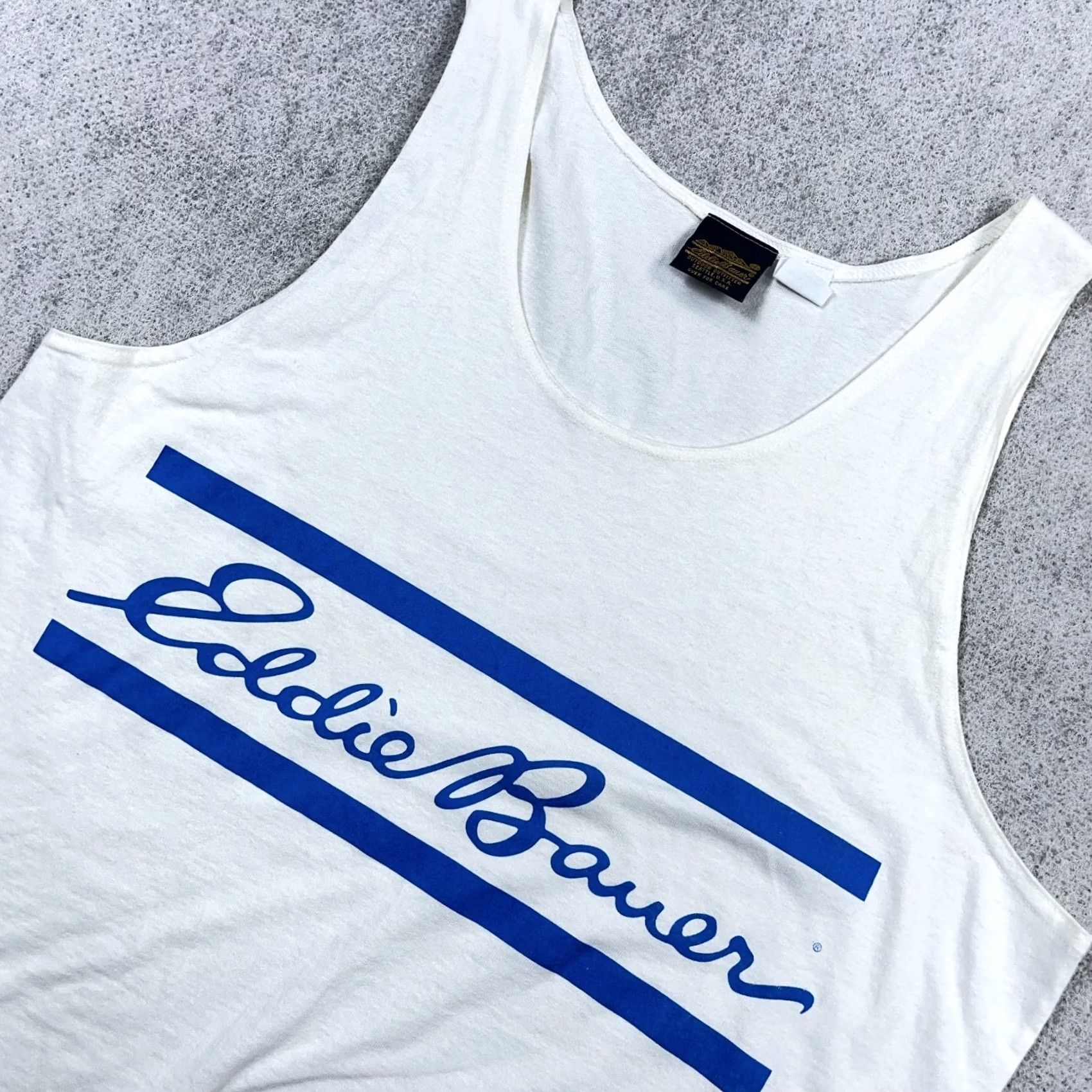Eddie Bauer VINTAGE Eddie Bauer Shirt Men XL White Tank Top Made In USA 90s Spellout Graphic Print Logo Crew Neck XL White Mens Retro 90s Size US XL / EU 56 / 4 - 2 Thumbnail
