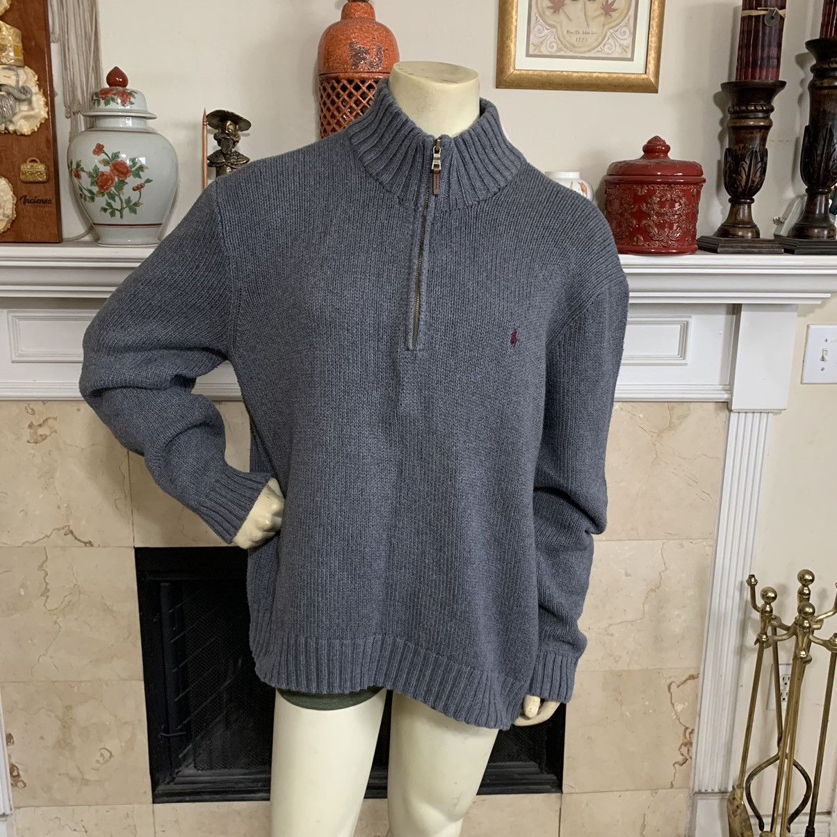 Polo Ralph Lauren Half Zip Mock neck 100% cotton sweater Size US XXL / EU 58 / 5 - 1 Thumbnail