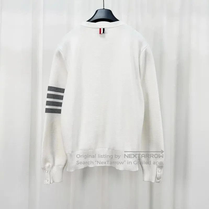 Thom Browne Thom Browne White Striped Long Sleeve Sweatshirt . Size S / US 4 / IT 40 - 2 Thumbnail