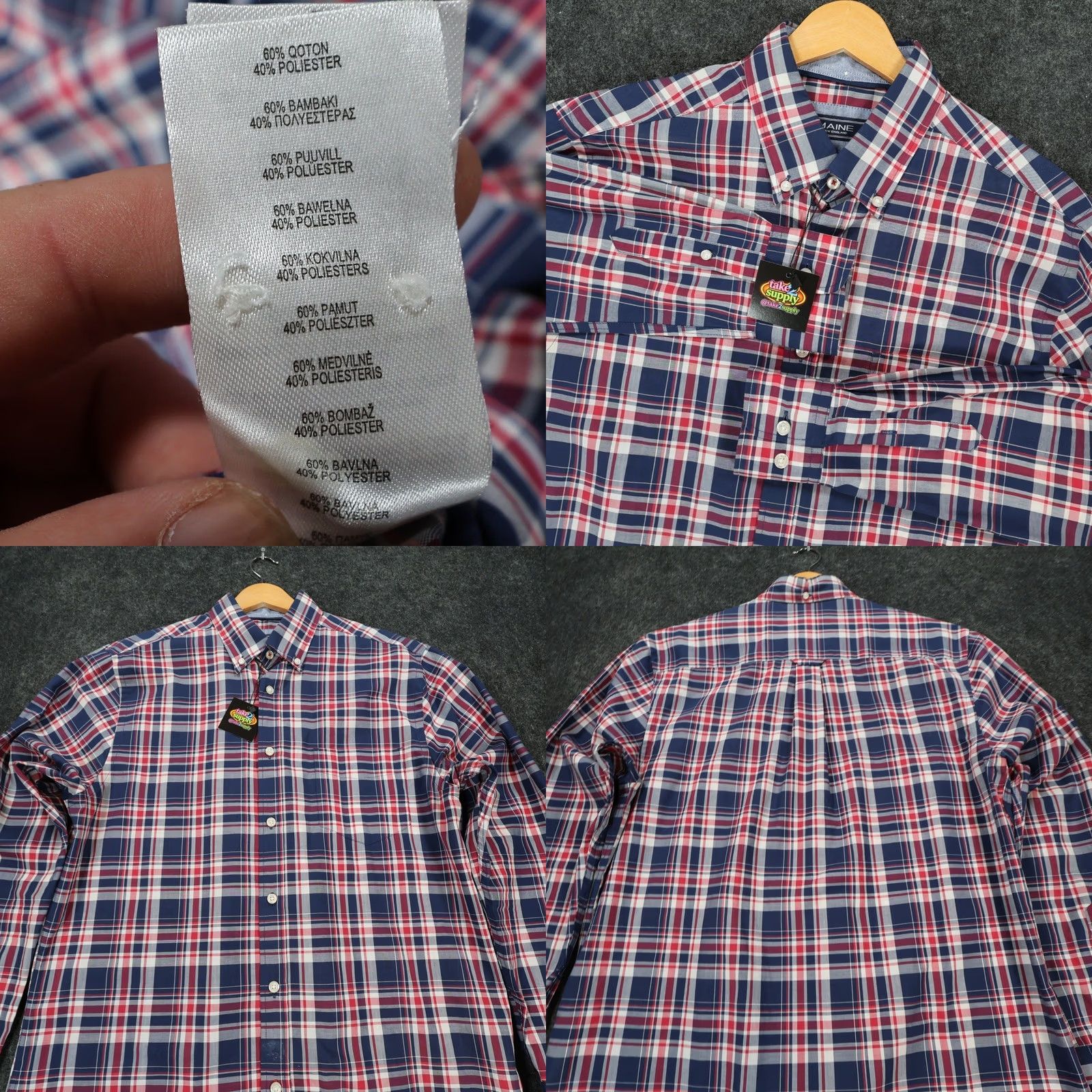 Vintage Maine New England Button Down Shirt Mens Small Blue Red Plaid Excellent Size US S / EU 44-46 / 1 - 8 Thumbnail
