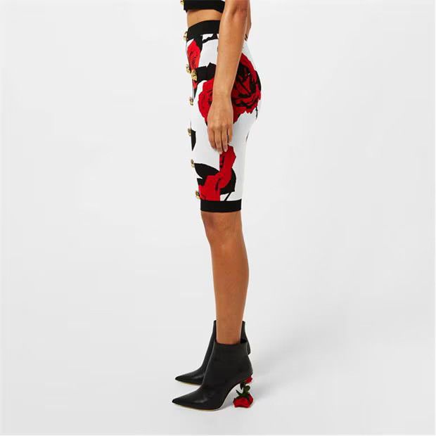 Balmain o1g2r1mq0924 Floral Jacquard Midi Skirt in Multicolor Size 25" / US 0 / IT 36 - 4 Thumbnail