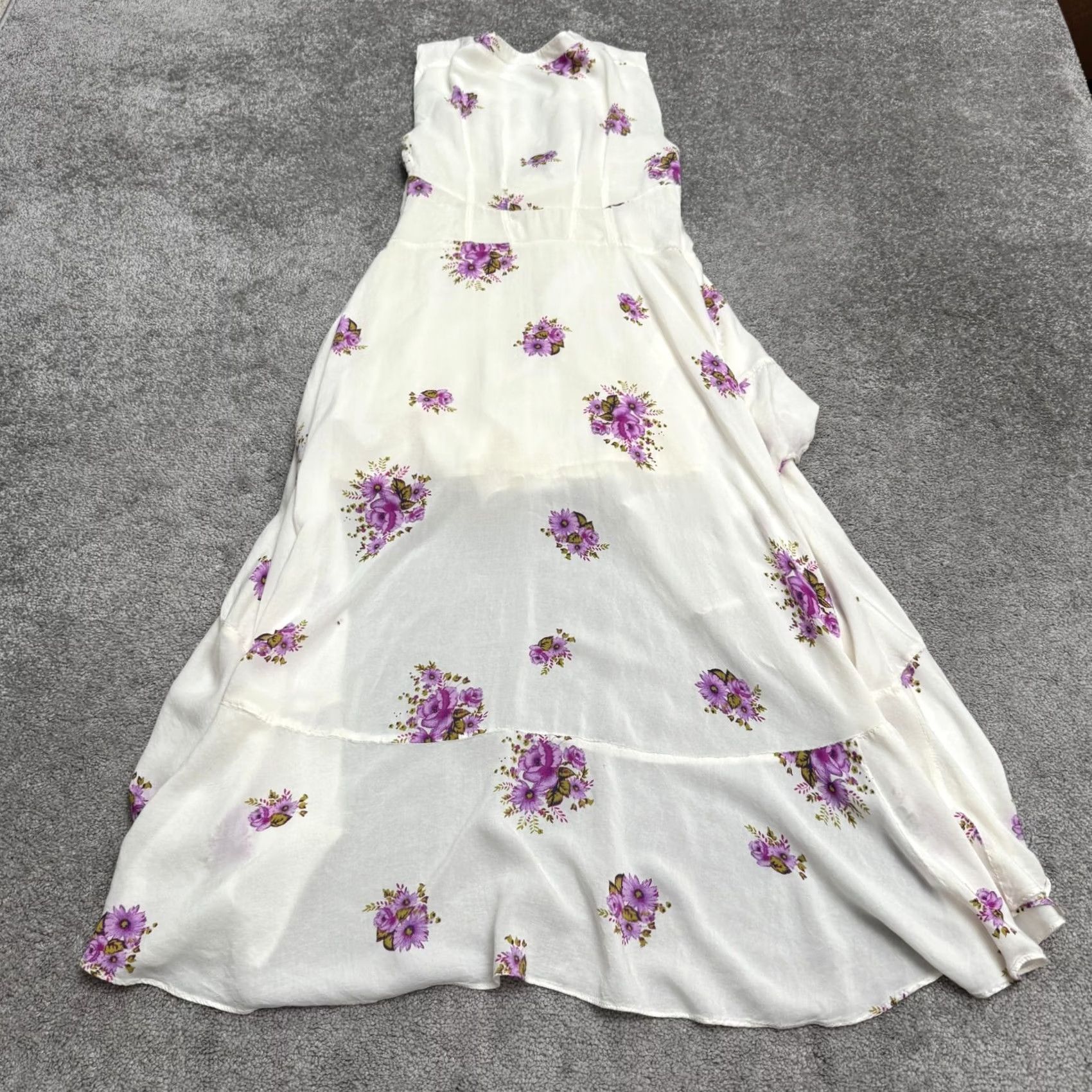 Free People Free People Sundress Women Hi-Low Ruffle Sun Dress White Purple Boho Floral Sleeveless V-Neck 4 Regular Size S / US 4 / IT 40 - 4 Thumbnail