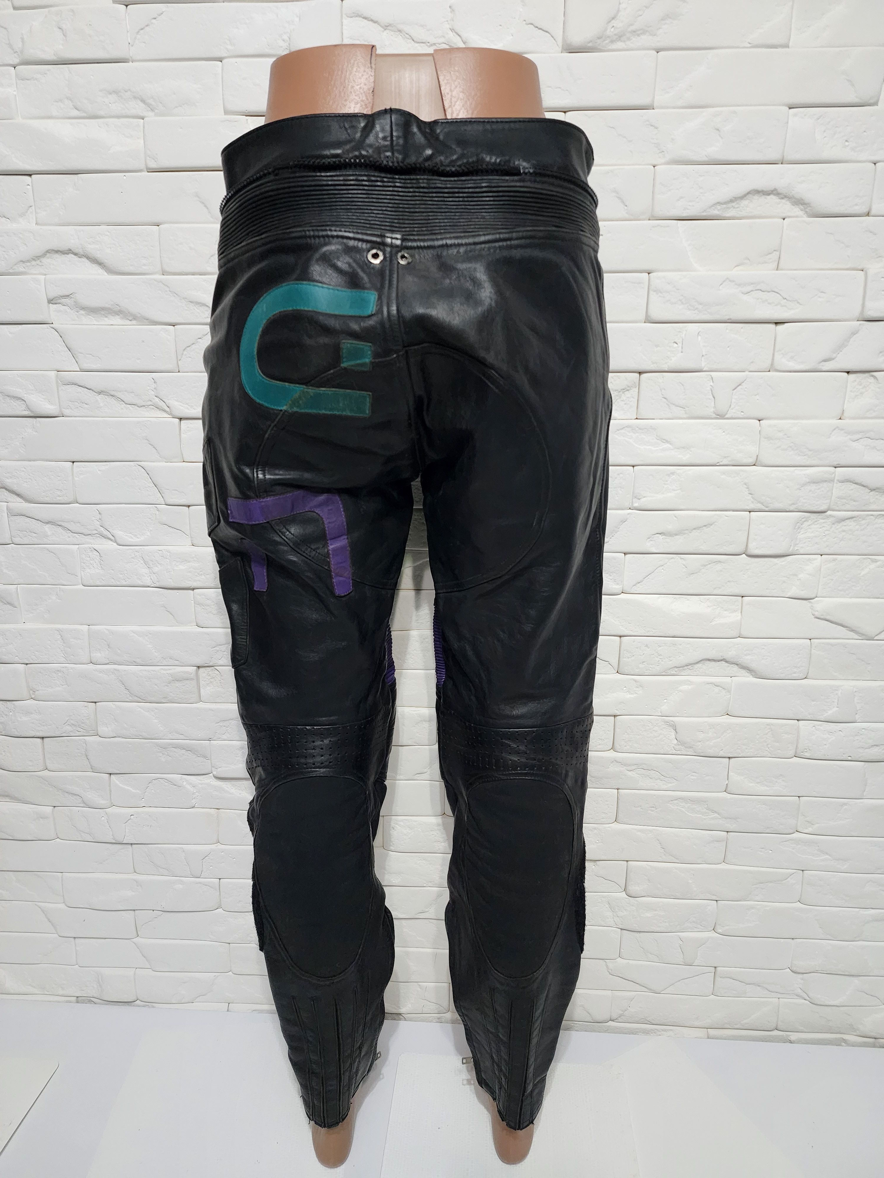 All Sport × Genuine Leather Black men's leather pants with light protection. Size US 36 / EU 52 - 5 Thumbnail