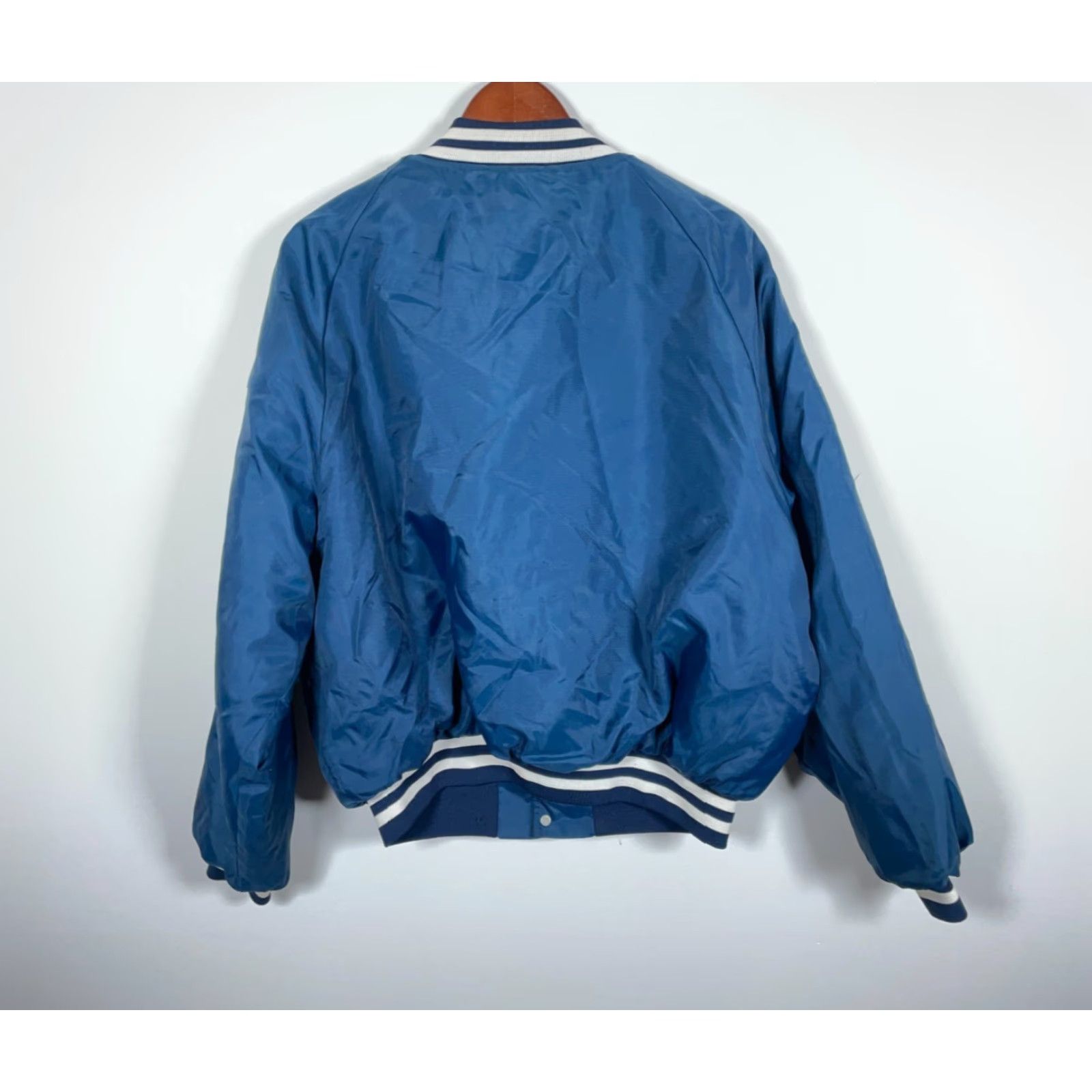 Vintage 80s King Louie Satin Bomber Jacket Adult XL Dark Blue Chainstitch Name Jim Size US XL / EU 56 / 4 - 2 Thumbnail