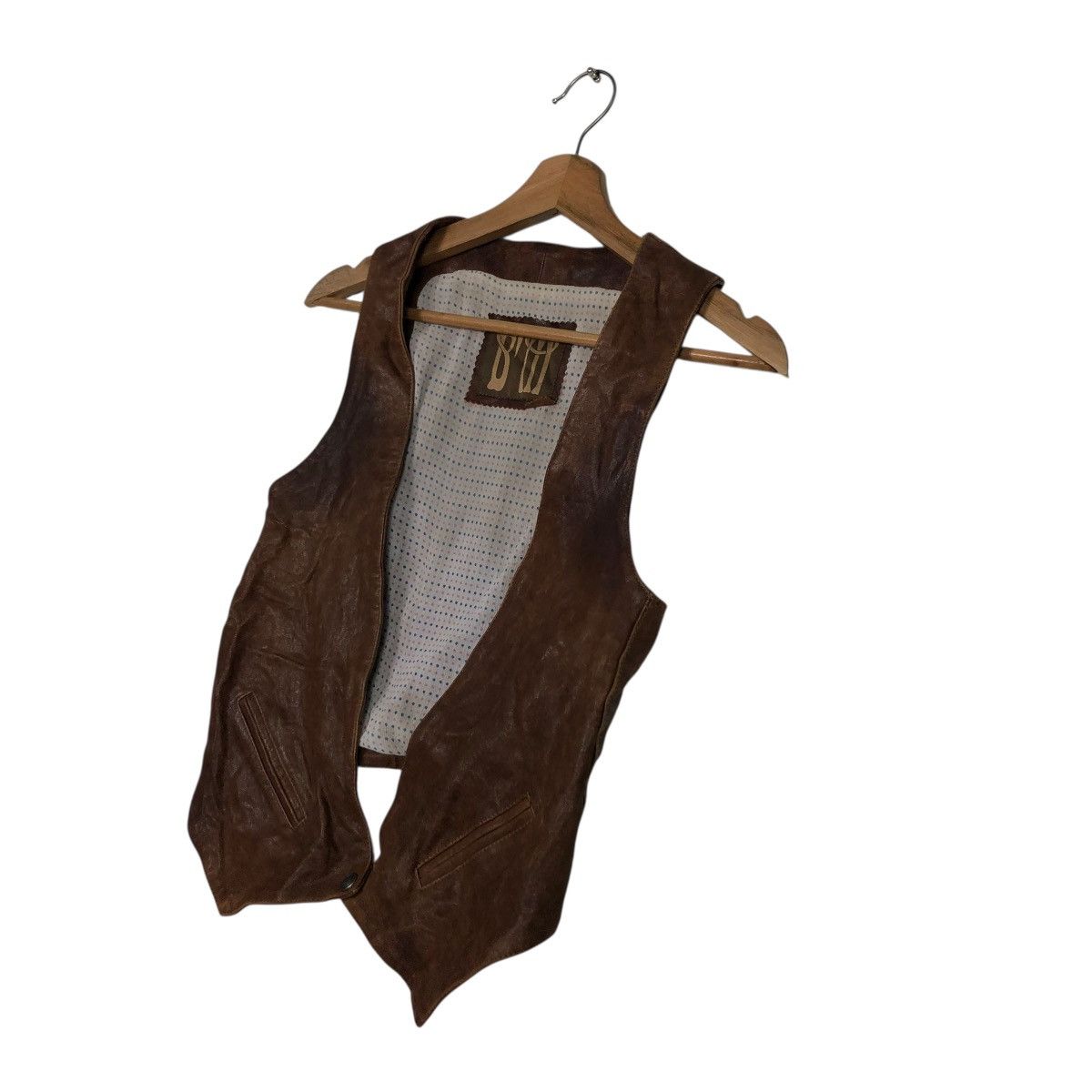 Vera Pelle 🔥VINTAGE GENUINE LEATHER VEST JACKET BIKER BEN ISSEY MIYAKE Size US M / EU 48-50 / 2 - 4 Thumbnail