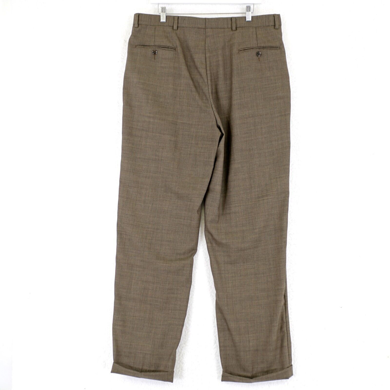 Hart Schaffner Marx Hart Schaffner Marx Wool Brown Bubble Check 38/33 Dress Pant Size 38L - 4 Thumbnail