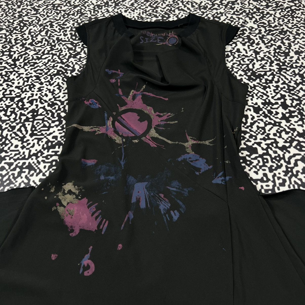 Desigual Vintage Y2K Desigual Painted Abstract Print Flared Dress Size M / US 6-8 / IT 42-44 - 13 Thumbnail