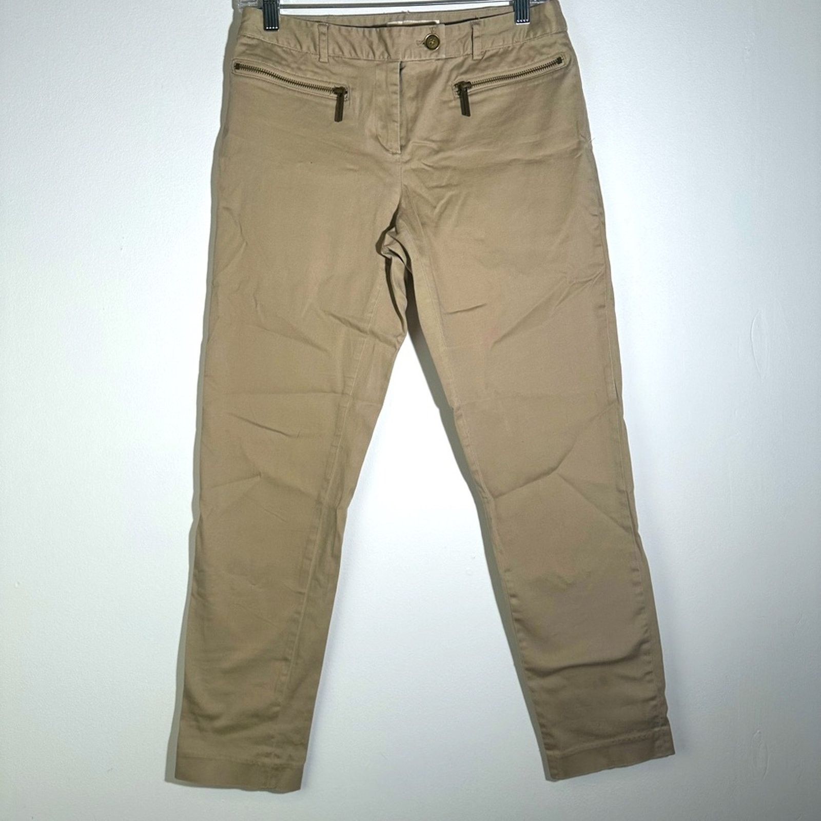 Michael Kors Michael Michael Kors Chic Beige Trousers with Zipper Details Size 27" / US 4 / IT 40 - 1 Thumbnail