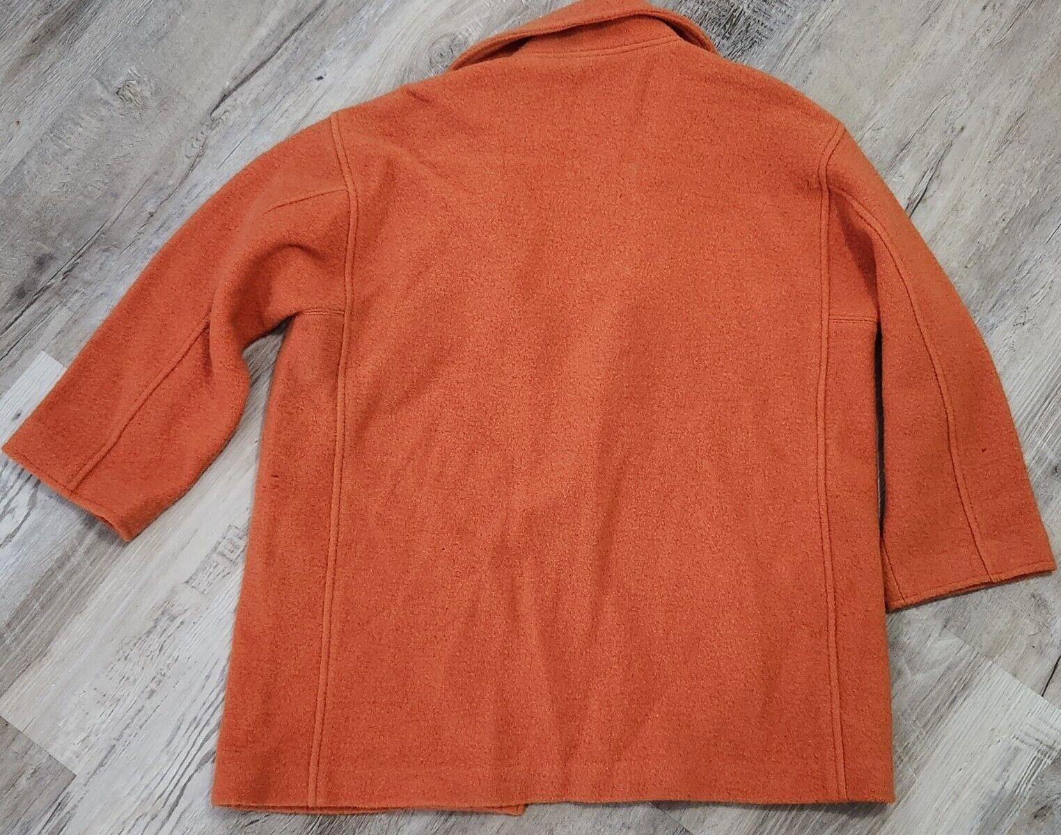 Designer Doncaster Womens Coat Wool Large Orange Collared Size L / US 10 / IT 46 - 2 Thumbnail