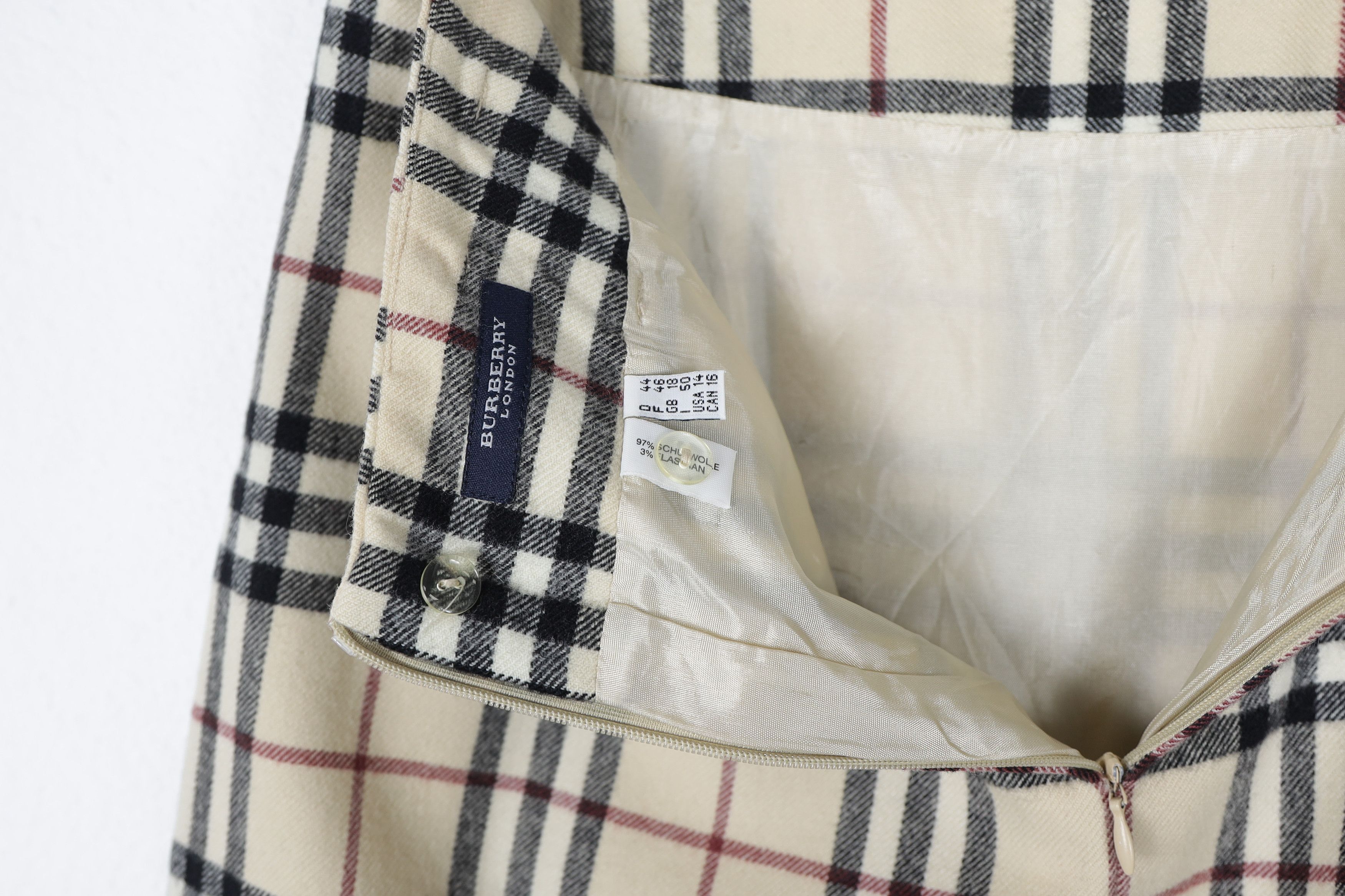 Burberry × Burberry Prorsum Vintage Burberry Beige Check Wool Skirt 90s Size 36" / US 14 / IT 50 - 7 Thumbnail