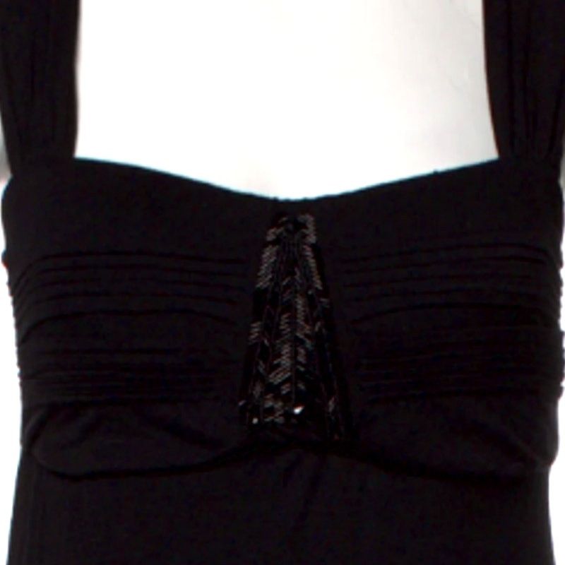 Badgley Mischka Badgley Mischka LBD Knit Empire Beaded Mini Dress Black Lg Size L / US 10 / IT 46 - 2 Thumbnail