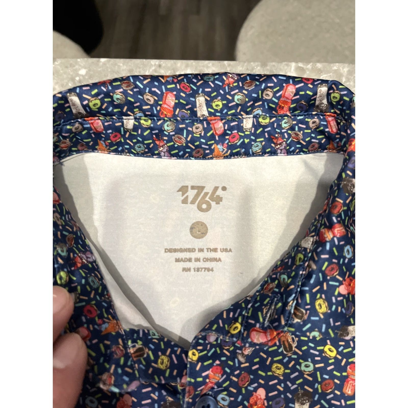 Vintage 1764 Performance Golf Polo Shirt Mens L Allover Print Donut Novelty Sweet Daly Size US L / EU 52-54 / 3 - 3 Thumbnail