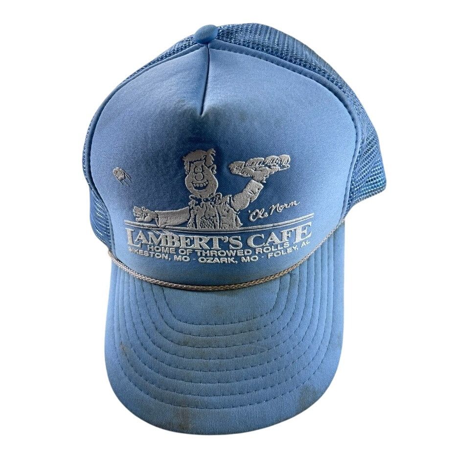Vintage Vintage Lambert’s Café Blue Trucker Hat – Ol’ Norm Graphic Size ONE SIZE - 1 Thumbnail