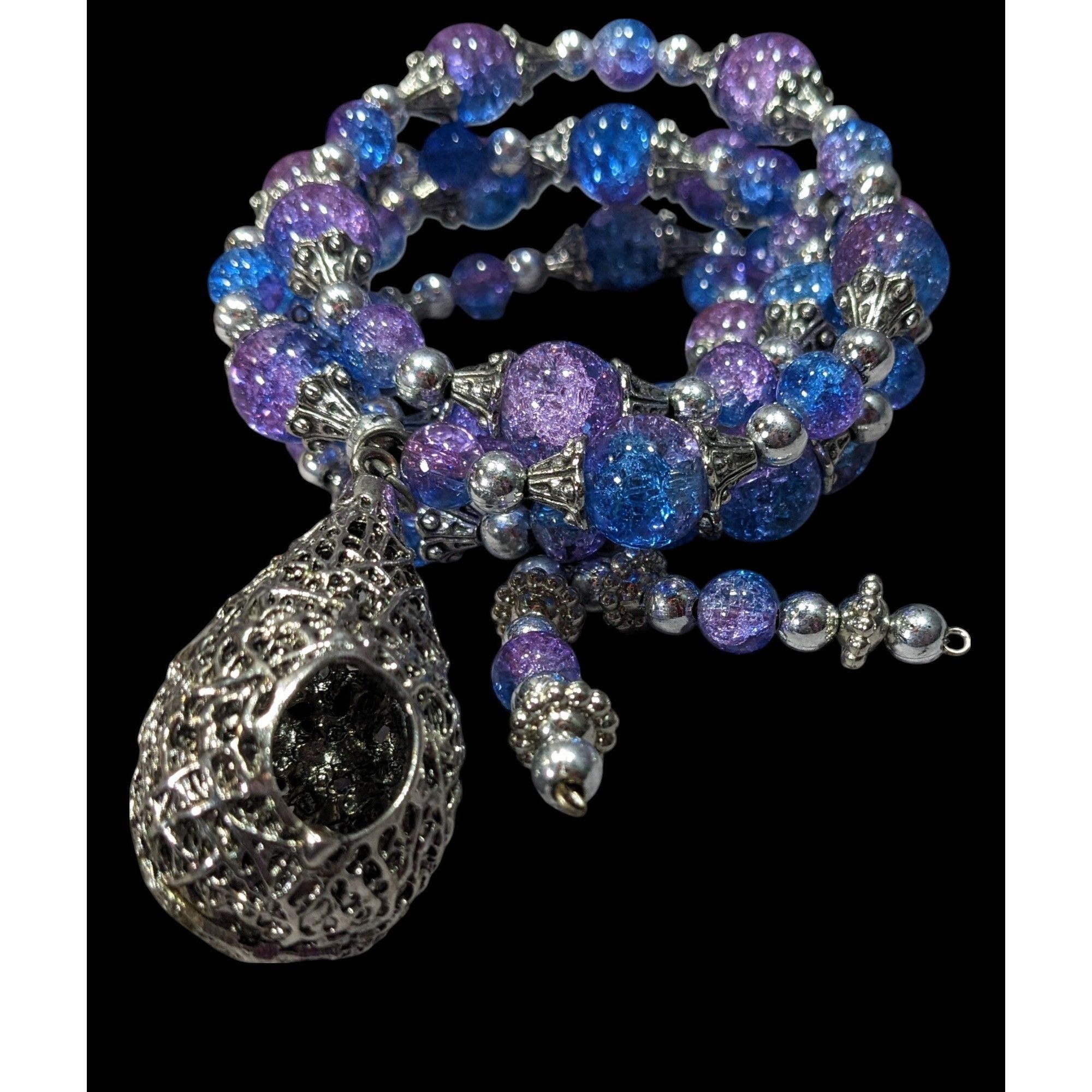 Handmade Handmade Fairycore Bird's Nest Blue And Purple Beaded Coil B Size ONE SIZE - 3 Thumbnail