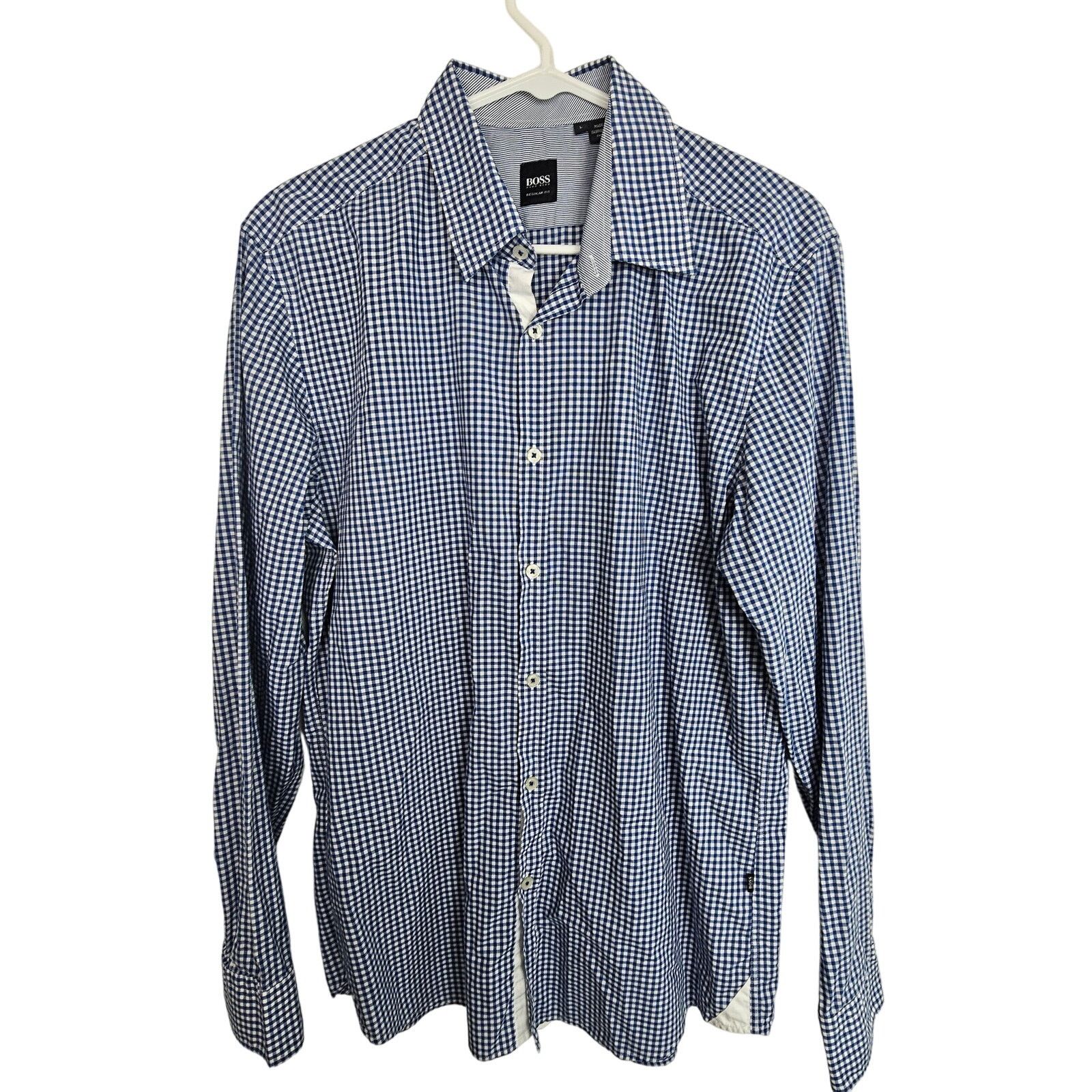 Hugo Boss Boss Hugo Boss Checker Gingham Dress Shirt Sz L Regular Fit Size US L / EU 52-54 / 3 - 1 Thumbnail