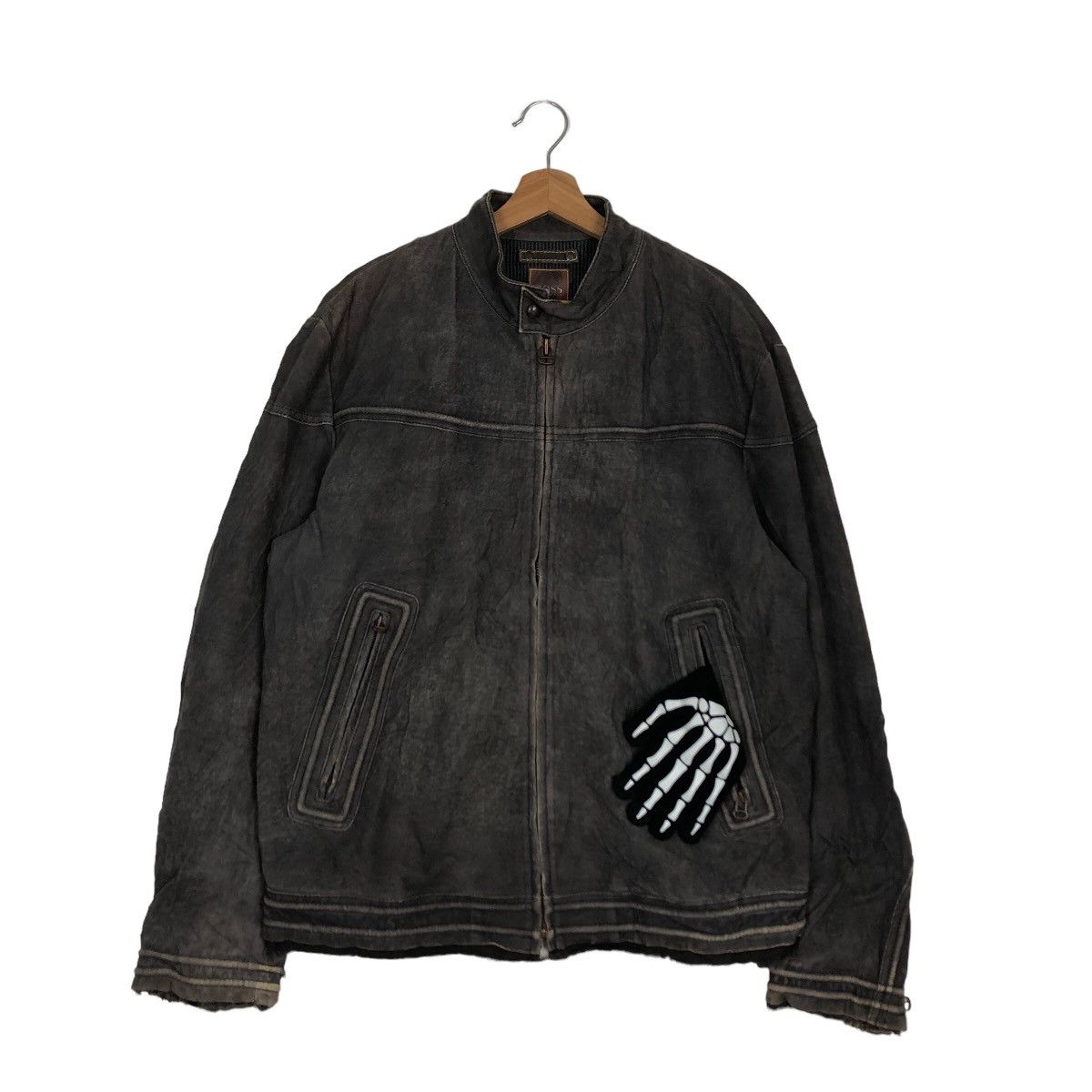 🔥VINTAGE LAMB LEATHER JACKET HUGO BOSS MILITARY DESIGN