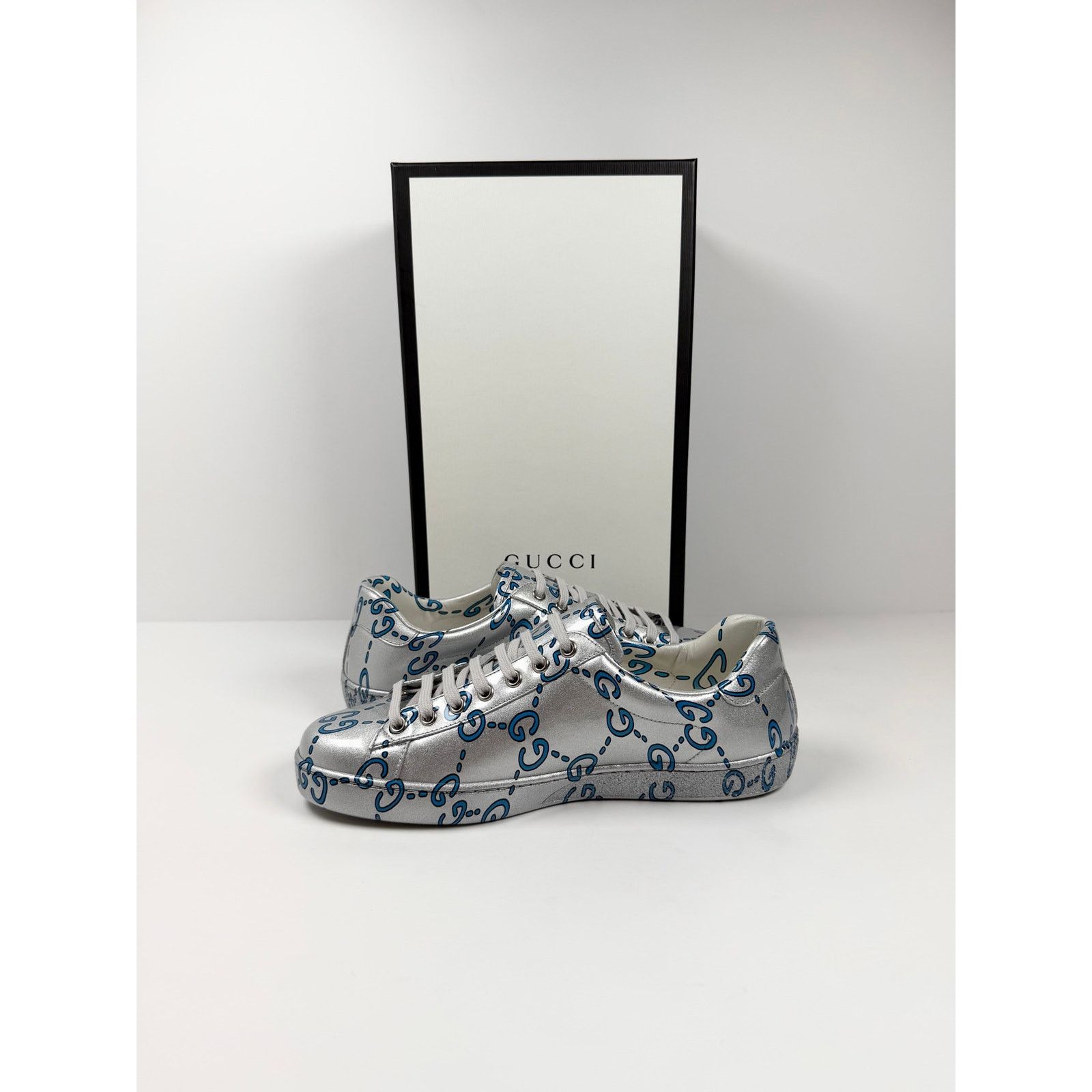 Gucci Size 8US - Gucci Ace GG Metallic Silver NEW Size US 8 / EU 41 - 6 Thumbnail