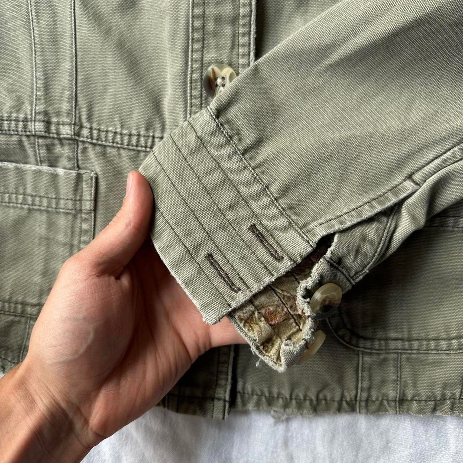 Jordache × Vintage Vintage Jordache Khaki Cotton Euro Cropped Utility Jacket Size XXS / US 00 / IT 34 - 3 Thumbnail
