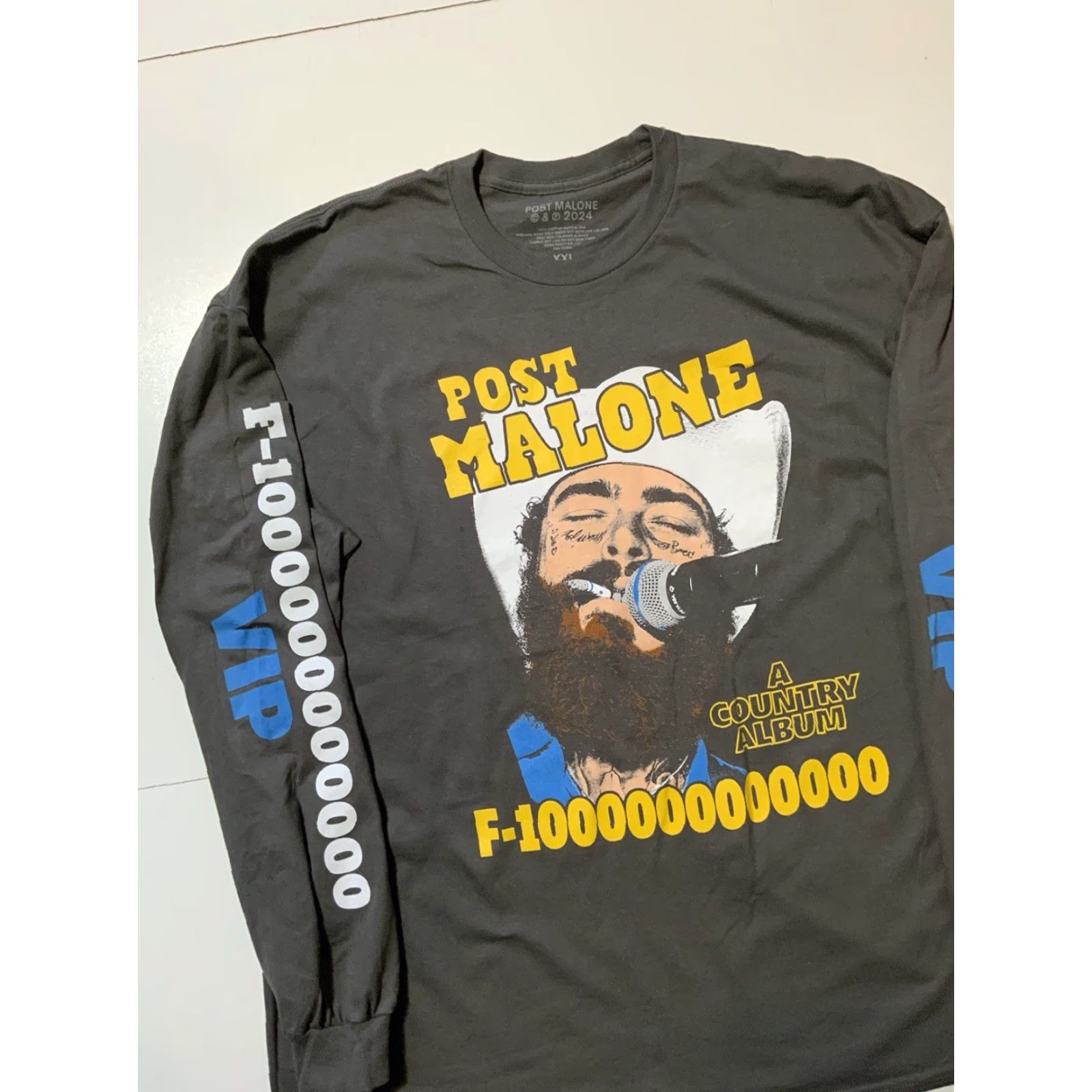 Vintage VINTAGE Post Malone 2024 F1 Trillion Tour VIP Official Merch Graphic L/S T-Shirt XXL Gray Mens Shirt Size US XXL / EU 58 / 5 - 4 Thumbnail