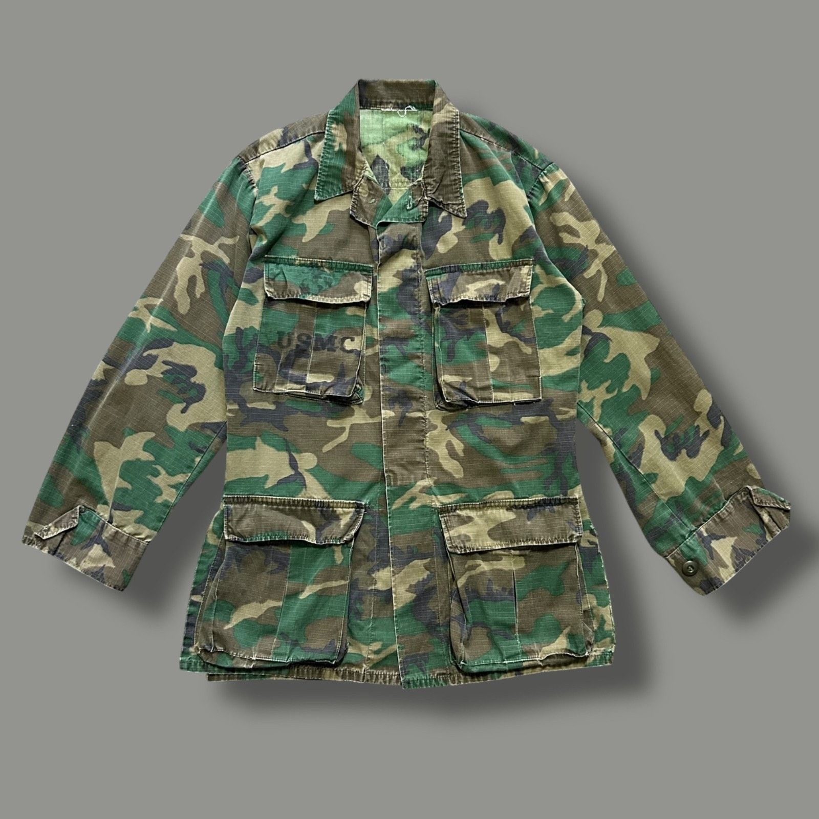 Vintage 60s 70s Vietnam USMC Slant Jungle Erdl Camo Fatigue Jacket 