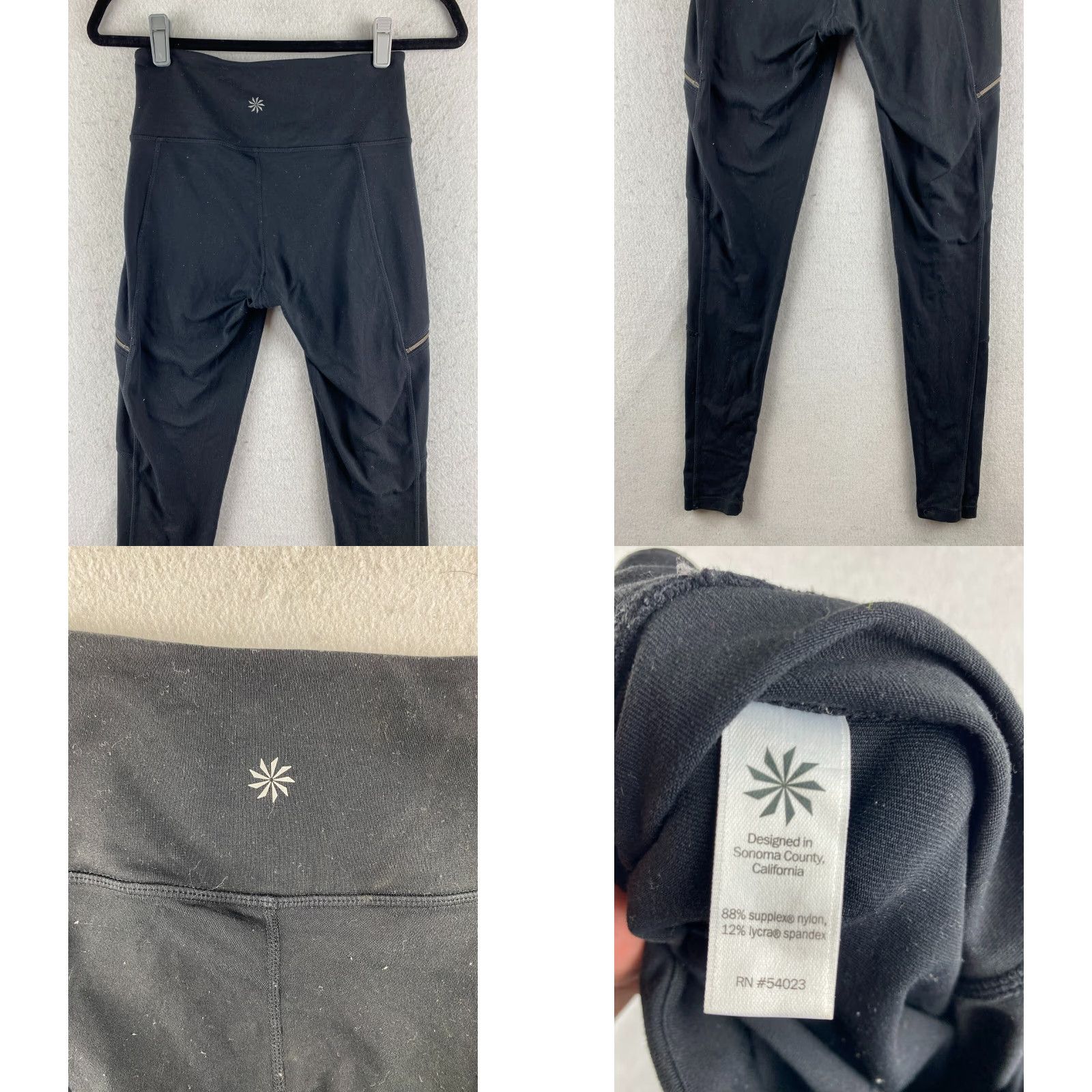 Athleta Athleta Pants Womens XS Black Compression Stretch Tights Zip Pockets Activewear Size 26" / US 2 / IT 38 - 10 Thumbnail