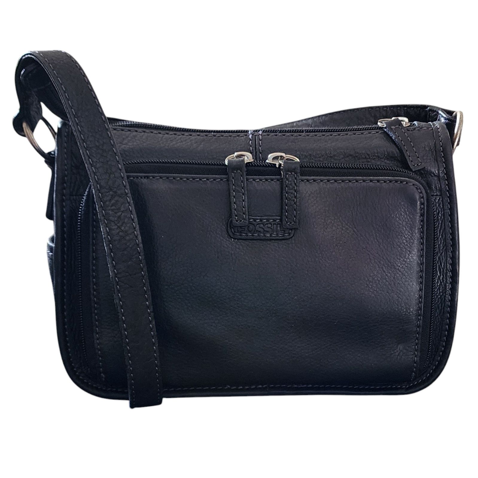 Fossil Vintage Fossil Shoulder Bag Black Leather Structured Pockets Size ONE SIZE - 1 Thumbnail