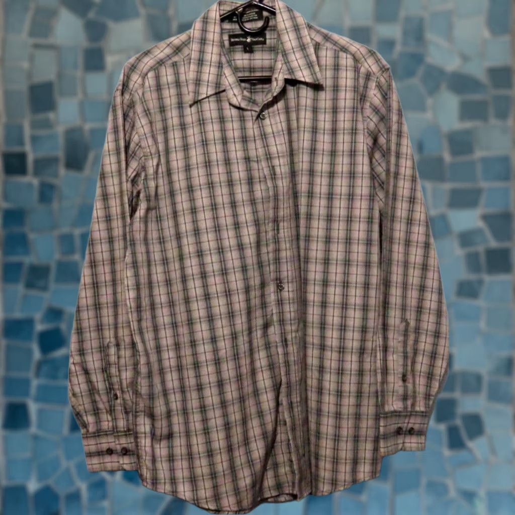 Beverly Hills Polo Club Beverly Hills Polo Club Shirt Men Brown Plaid Button-Up Long Sleeve Dress Shirt L Brown Size 42R - 1 Thumbnail