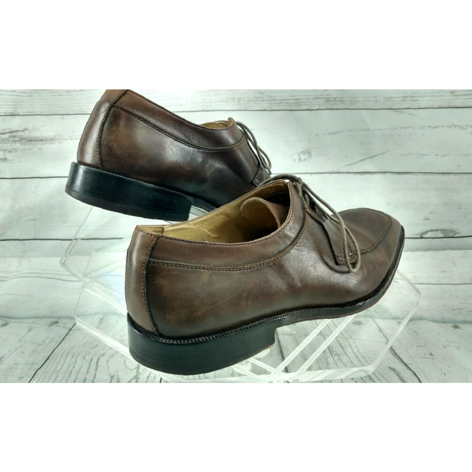 Johnston & Murphy JOHNSTON & MURPHY Mens Brown Oxfords size 10.5 with FLEX SYSTEM Dress Shoes MD8 Casual/Formal Leather Oxford Mens Shoes Brown Cognac Shoes Size US 11 / EU 44 - 2 Thumbnail