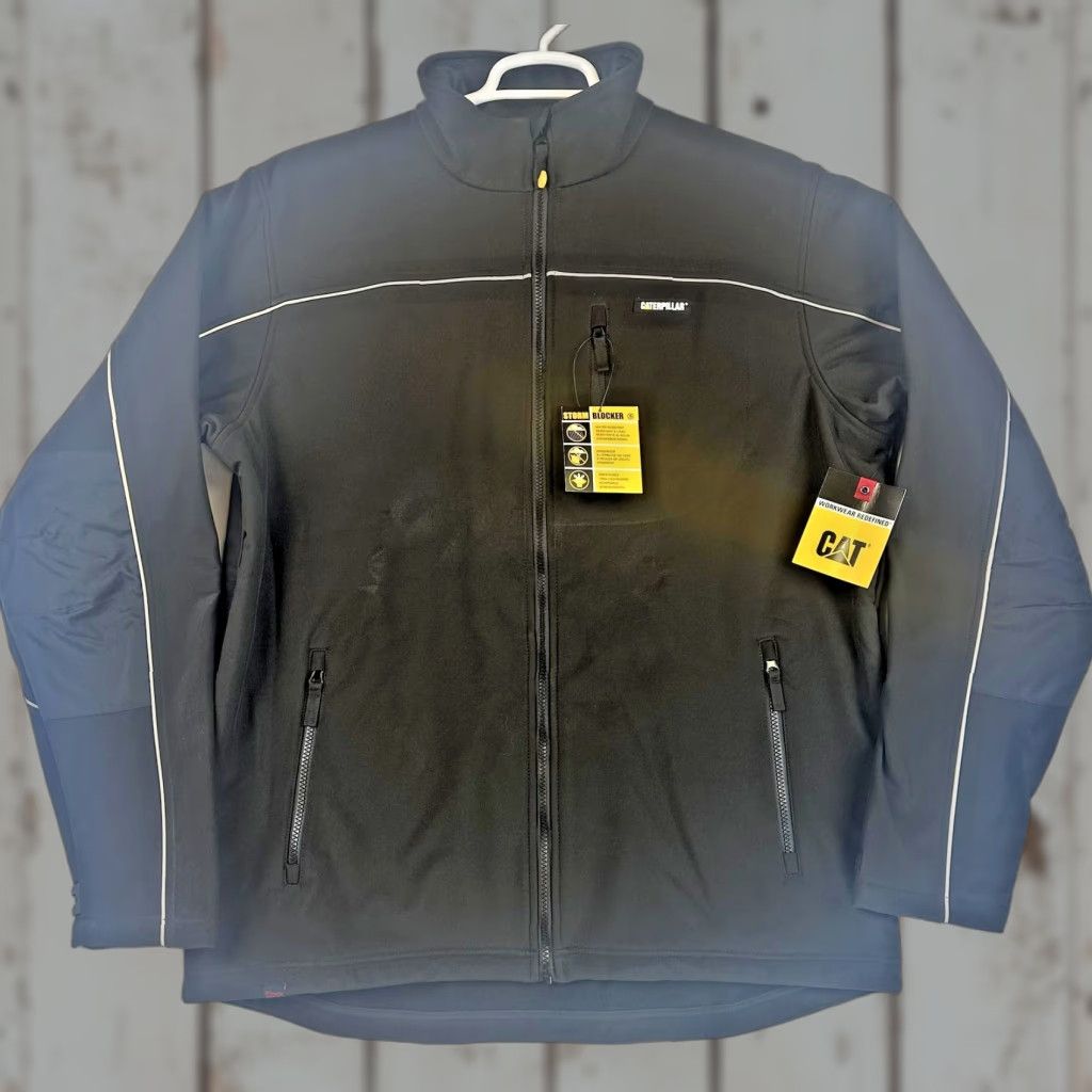 Vintage CAT Caterpillar Storm Blocker Jacket Mens Large Tall Black Softshell Workwear LT Size US L / EU 52-54 / 3 - 1 Thumbnail
