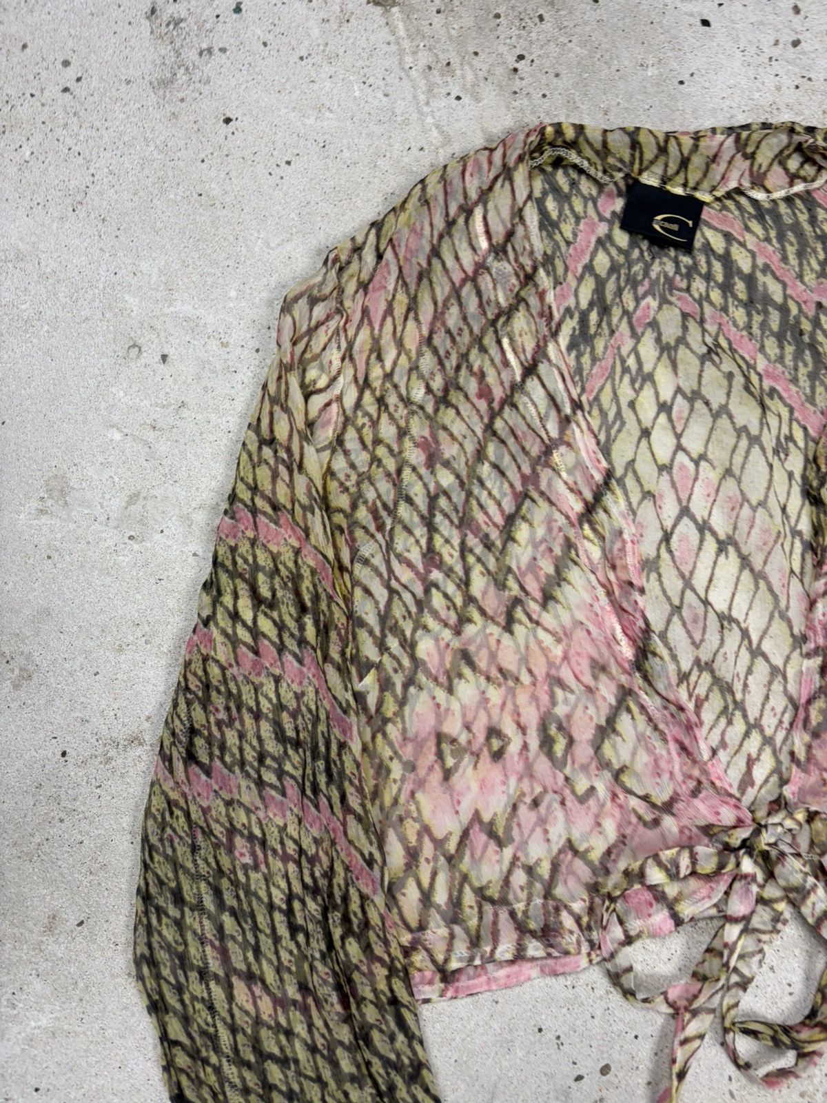 Just Cavalli Vintage 2000s Just Cavalli Snake Skin Print Mermaid Mesh Top Size M / US 6-8 / IT 42-44 - 5 Thumbnail