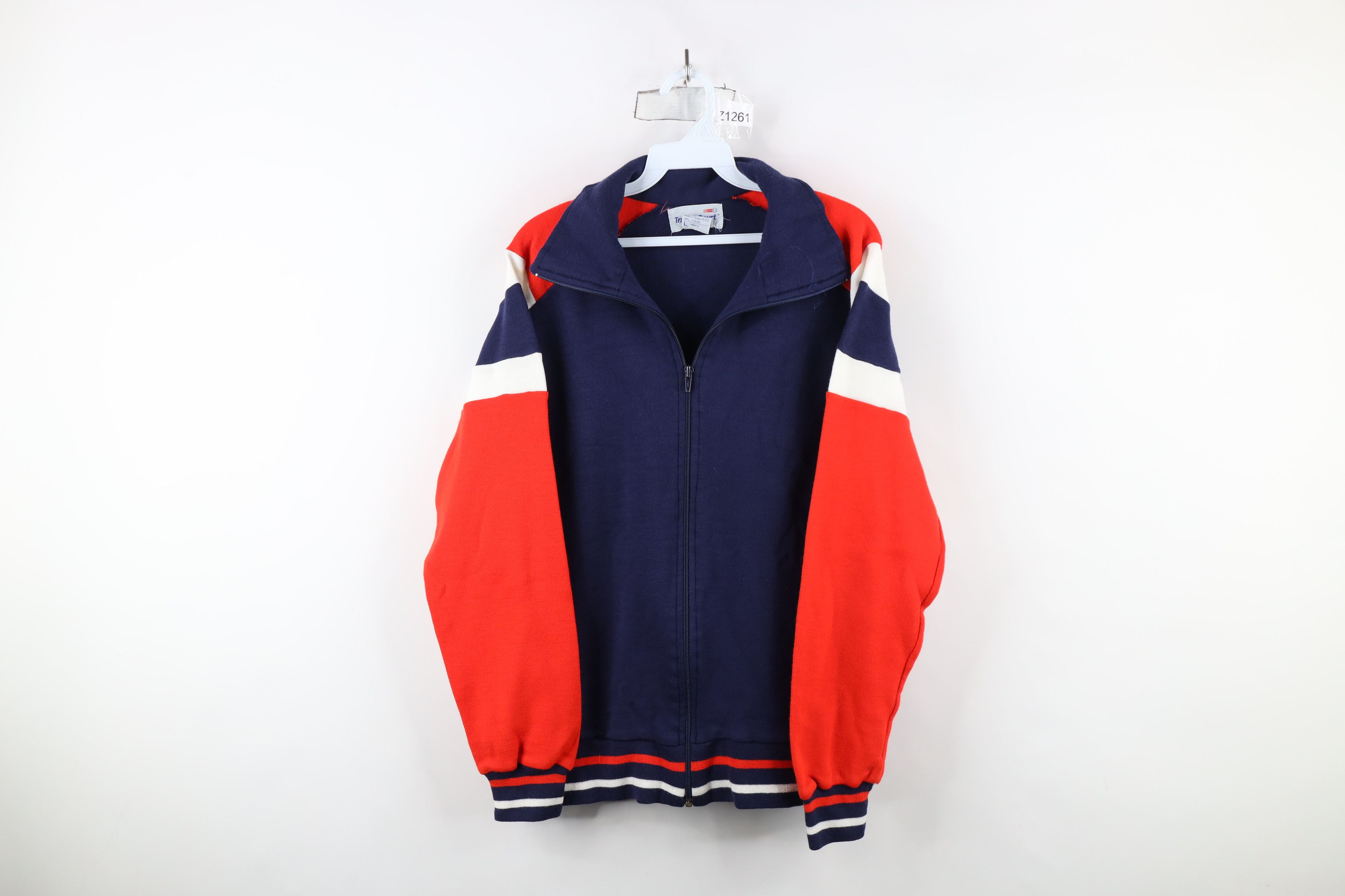 Vintage Vintage 70s Streetwear Striped Full Zip Warm Up Track Jacket Size US L / EU 52-54 / 3 - 1 Thumbnail