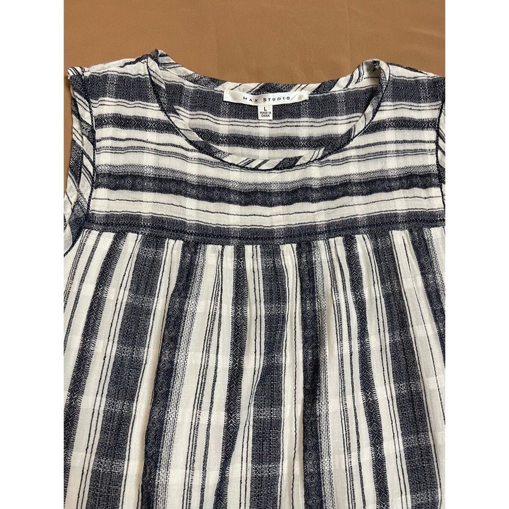 Other Max Studio Black White Stripes Mini Sleeveless Cotton Dress Size L / US 10 / IT 46 - 9 Thumbnail