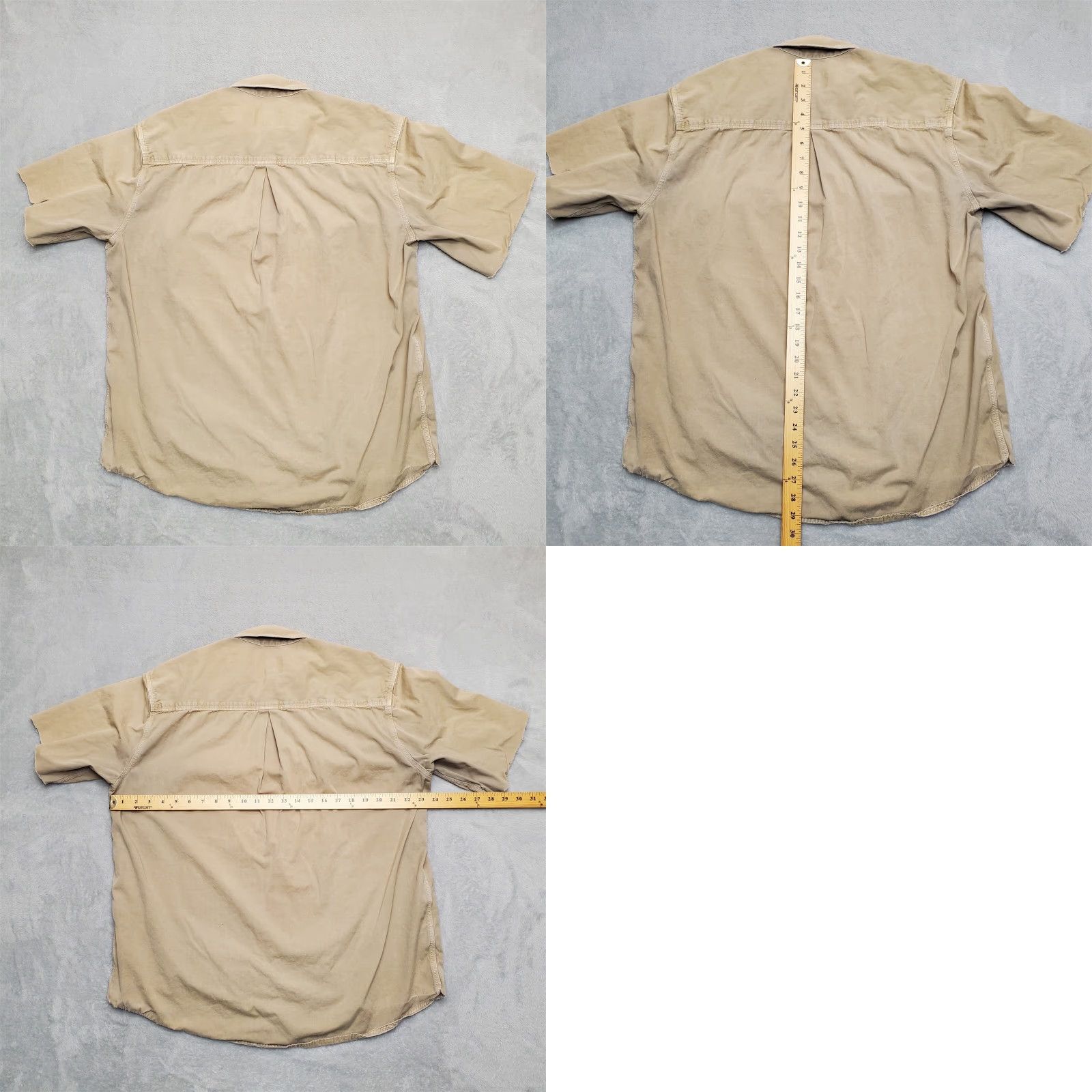 Vintage Schnees Shirt Mens L Khaki Canvas Outdoor Casual Cut Sleeves Distressed Work Button-Up Cotton Canvas Size US L / EU 52-54 / 3 - 8 Thumbnail