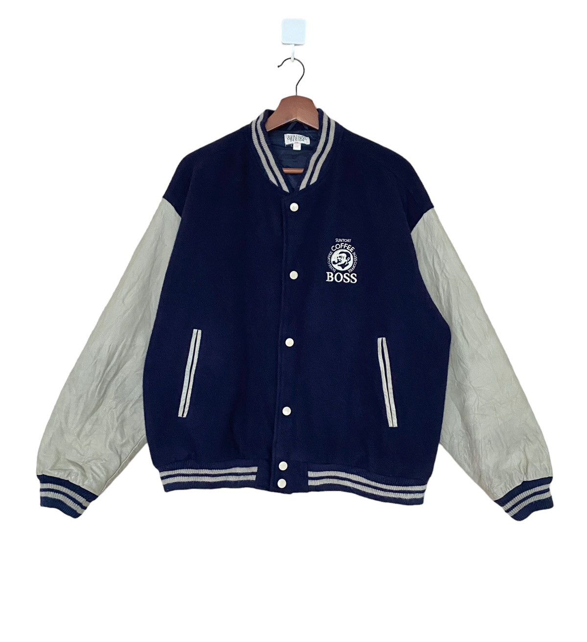 Japanese Brand Vintage Brand Suntory Coffee Wool Leather Varsity 1990s Size US L / EU 52-54 / 3 - 2 Thumbnail