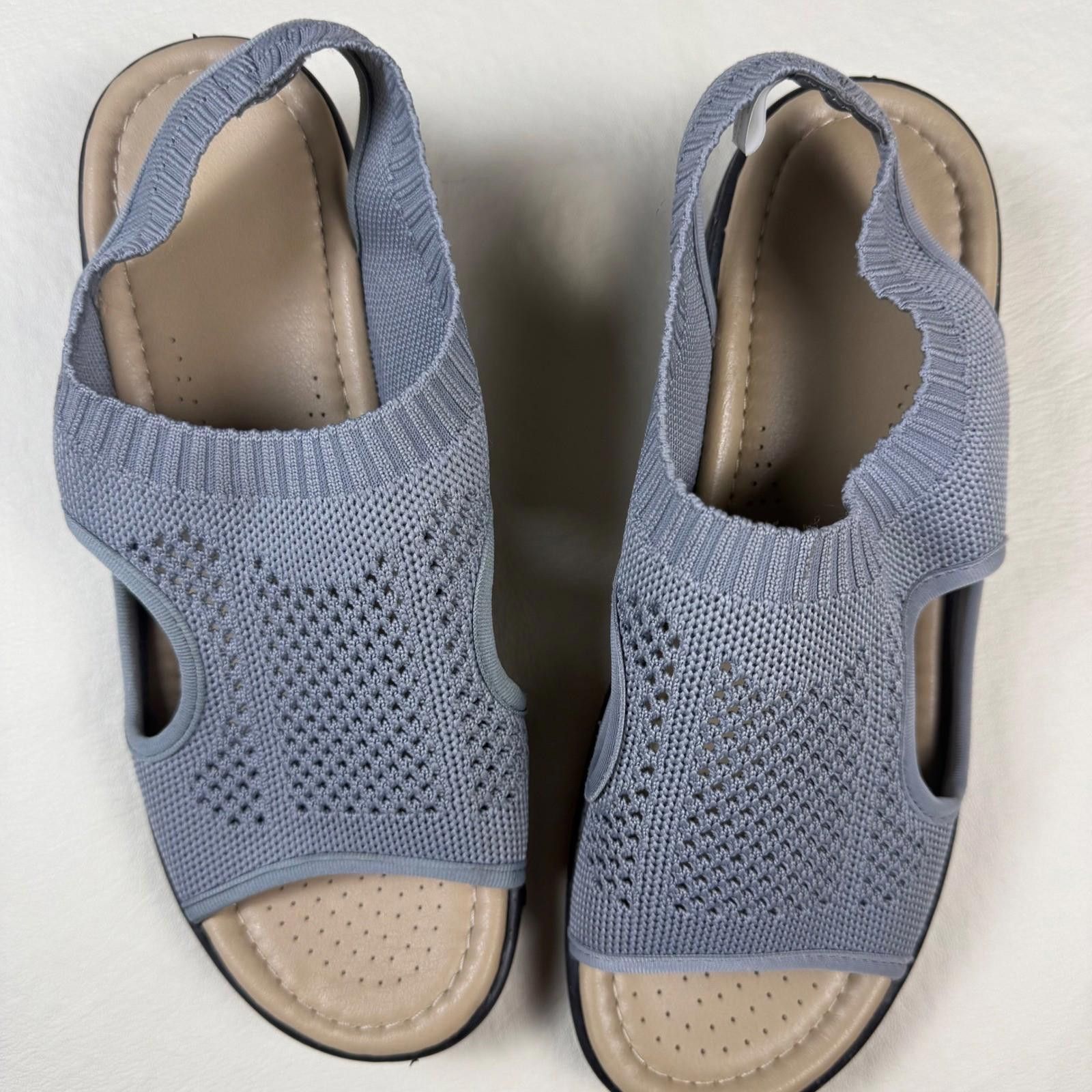 The Unbranded Brand Womens Blue Stretch Knit Sandals Open Toe Size 9 New Size US 9 / IT 39 - 2 Thumbnail