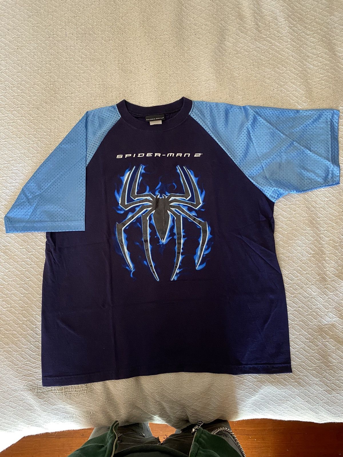 Vintage Y2K promotional Spider Man 2 mesh sleeve shirt Size US L / EU 52-54 / 3 - 1 Thumbnail